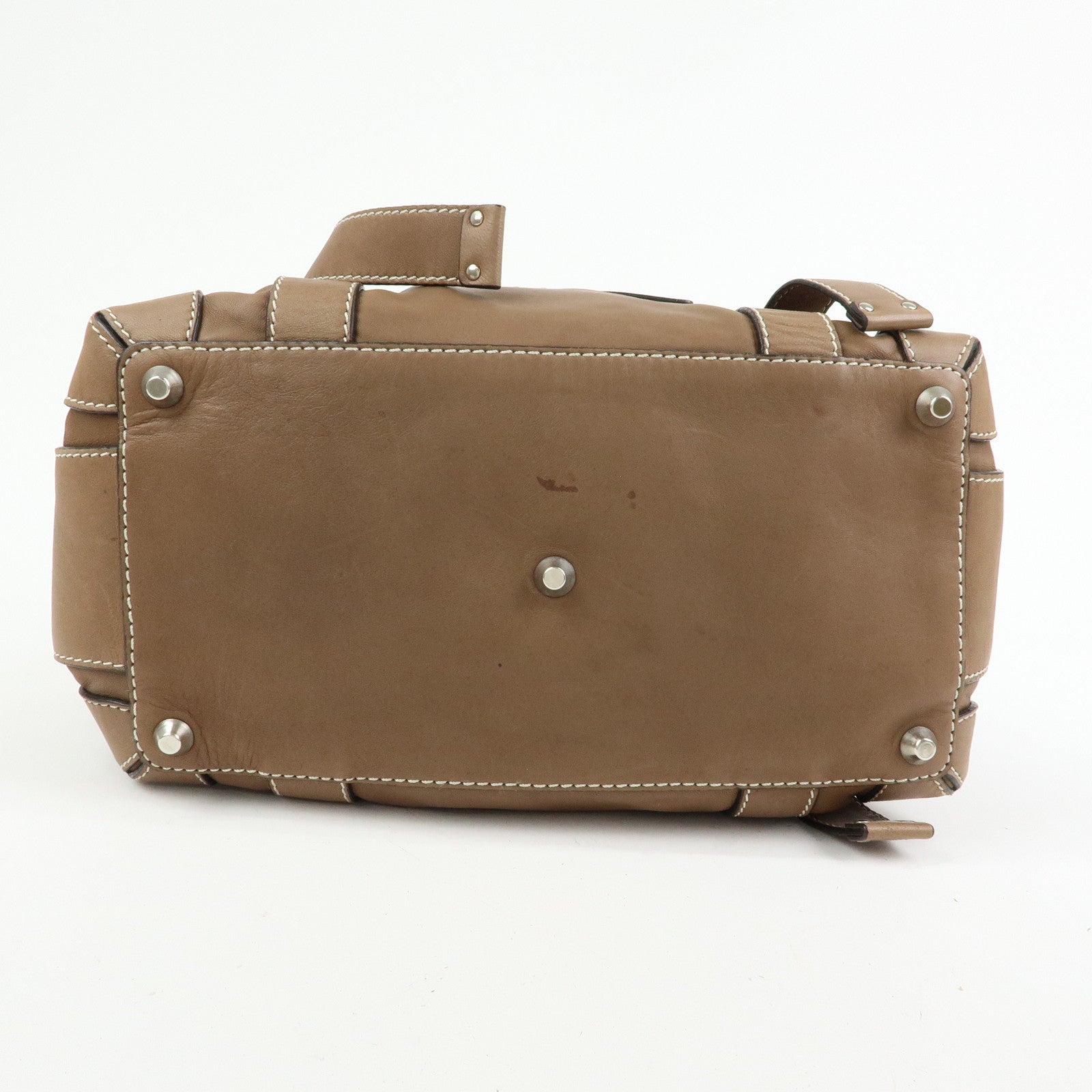 Chloe Patsy Leather Boston Bag Shoulder Bag Hand Bag Brown