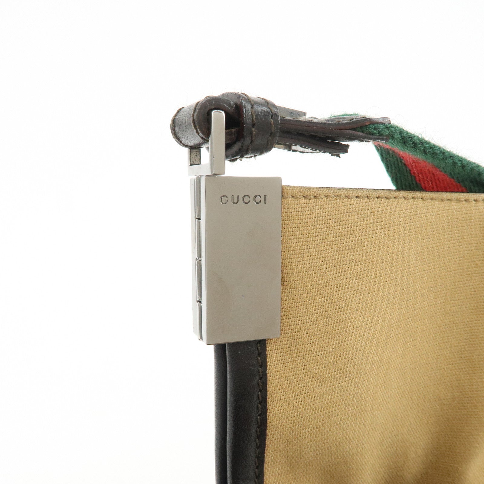 GUCCI Sherry Canvas Leather Shoulder Crossbody Bag Beige 001.4321