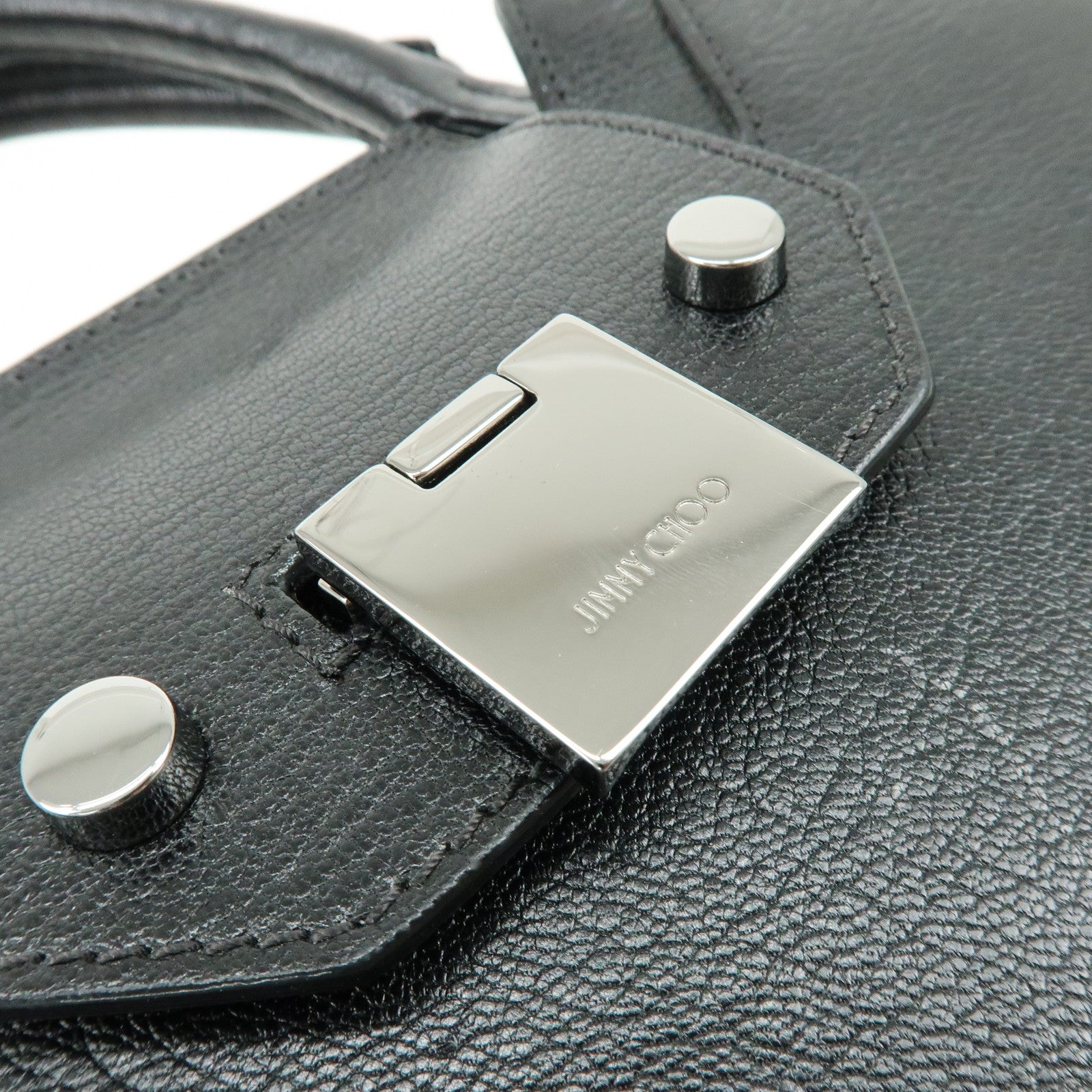 JIMMY CHOO Rebel Bag Leather Hand Bag Black