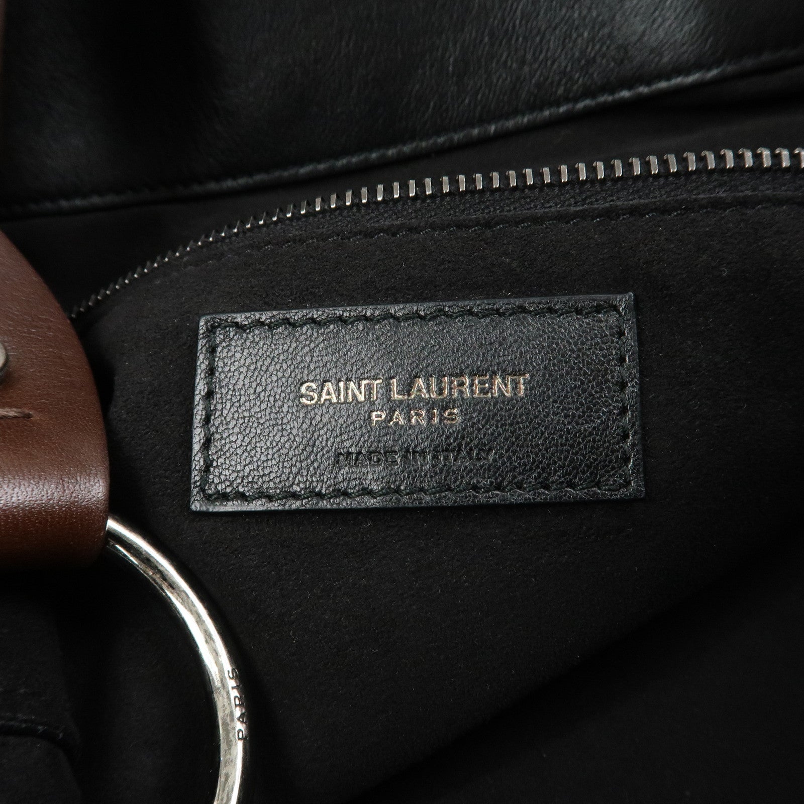 SAINT LAURENT PARIS Leather Shoulder Bag Black Brown