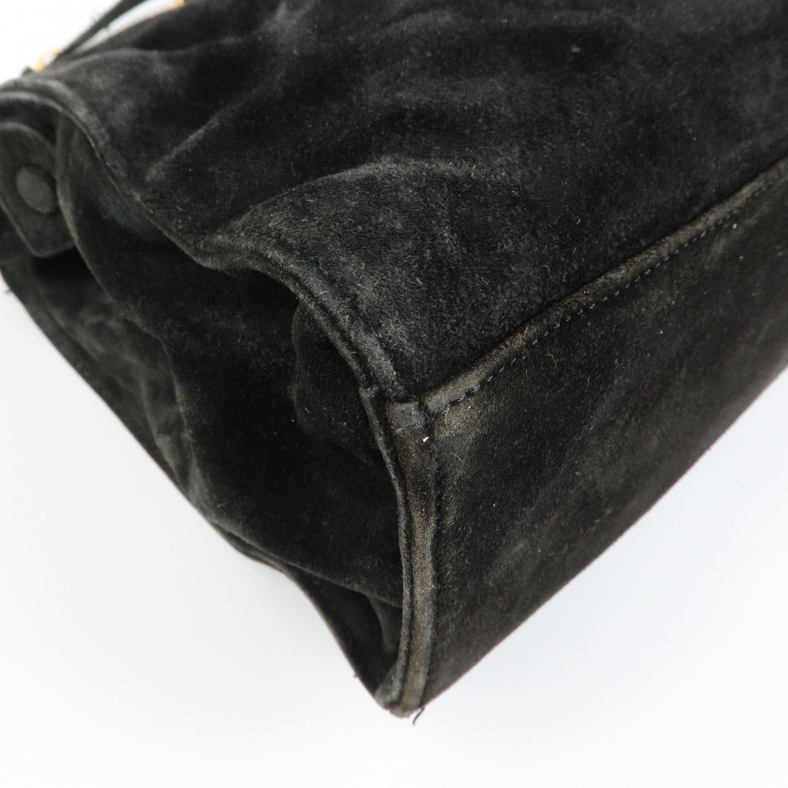 CHANEL COCO Mark Suede Chan Shoulder Bag Black