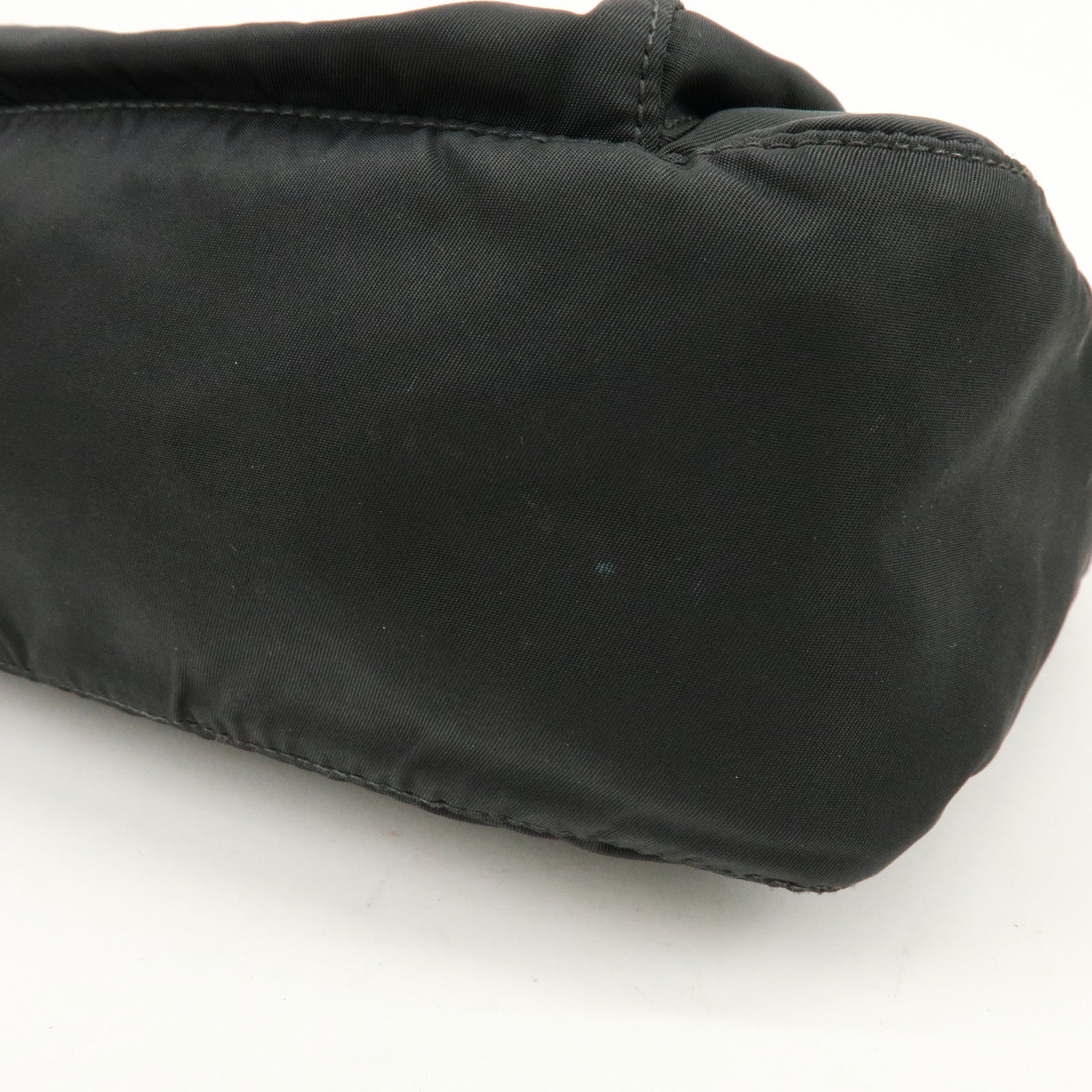 PRADA Triangle Logo Nylon Leather Shoulder Bag Crossbody Bag Black