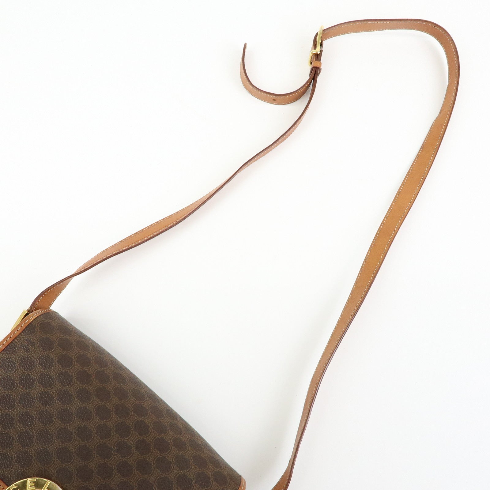 CELINE Trio PVC Leather Shoulder Bag Crossbody Bag Brown