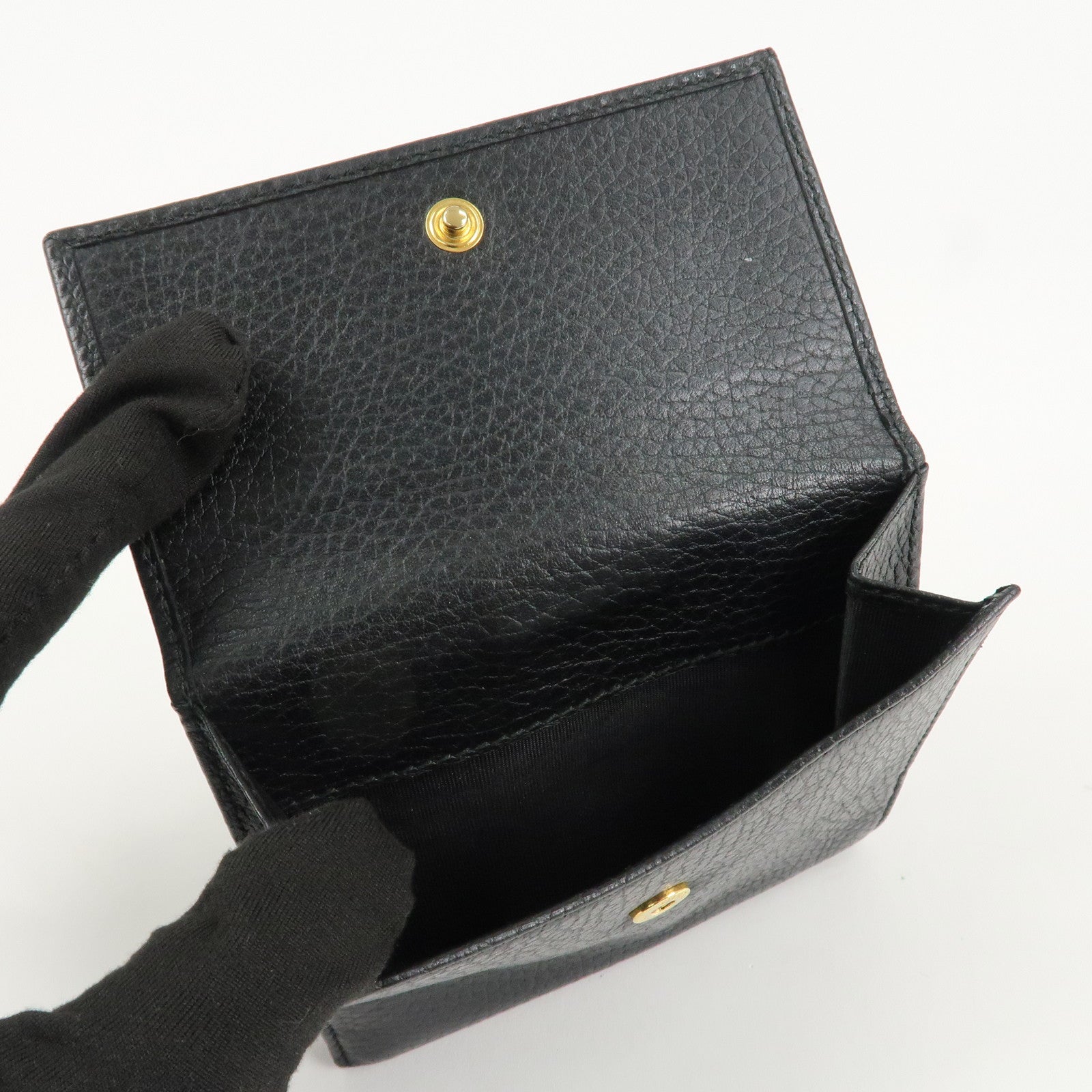 GUCCI GG Marmont Leather Double Hook Wallet Black 456122 Used