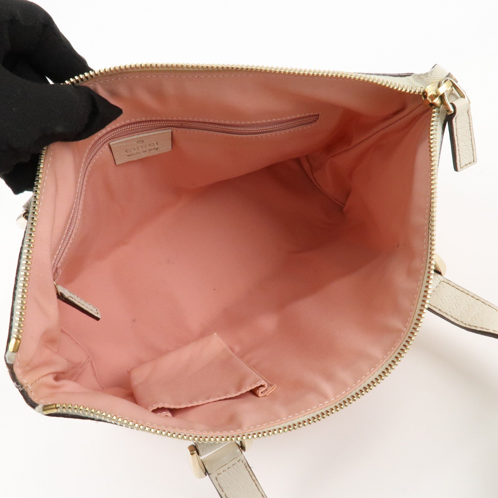 GUCCI Abbey GG Canvas Leather Mini Tote Bag Hand Bag Pink Used