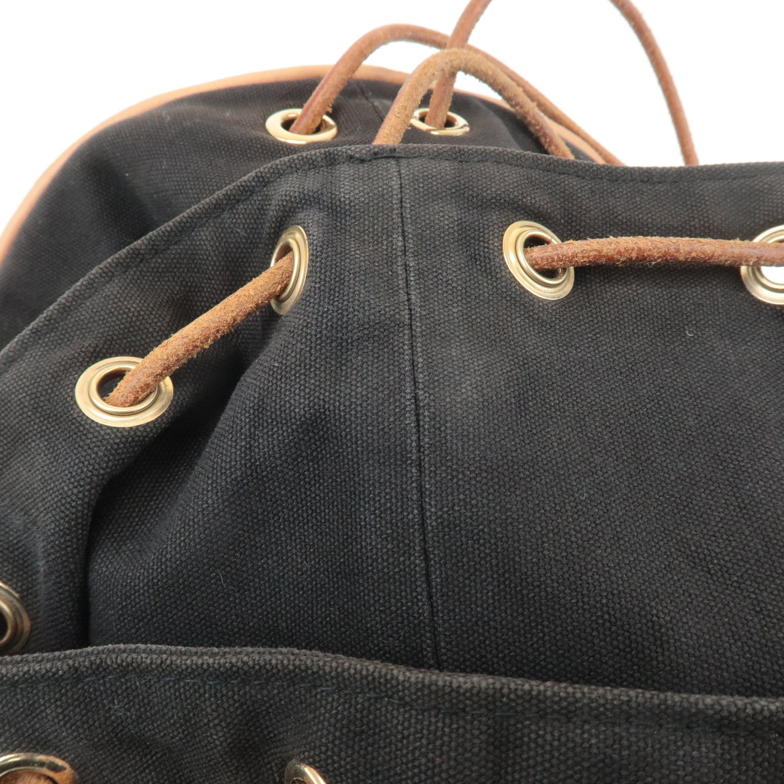 HERMES Canvas Leather Porochon Mimil PM Shoulder Bag Brown Used