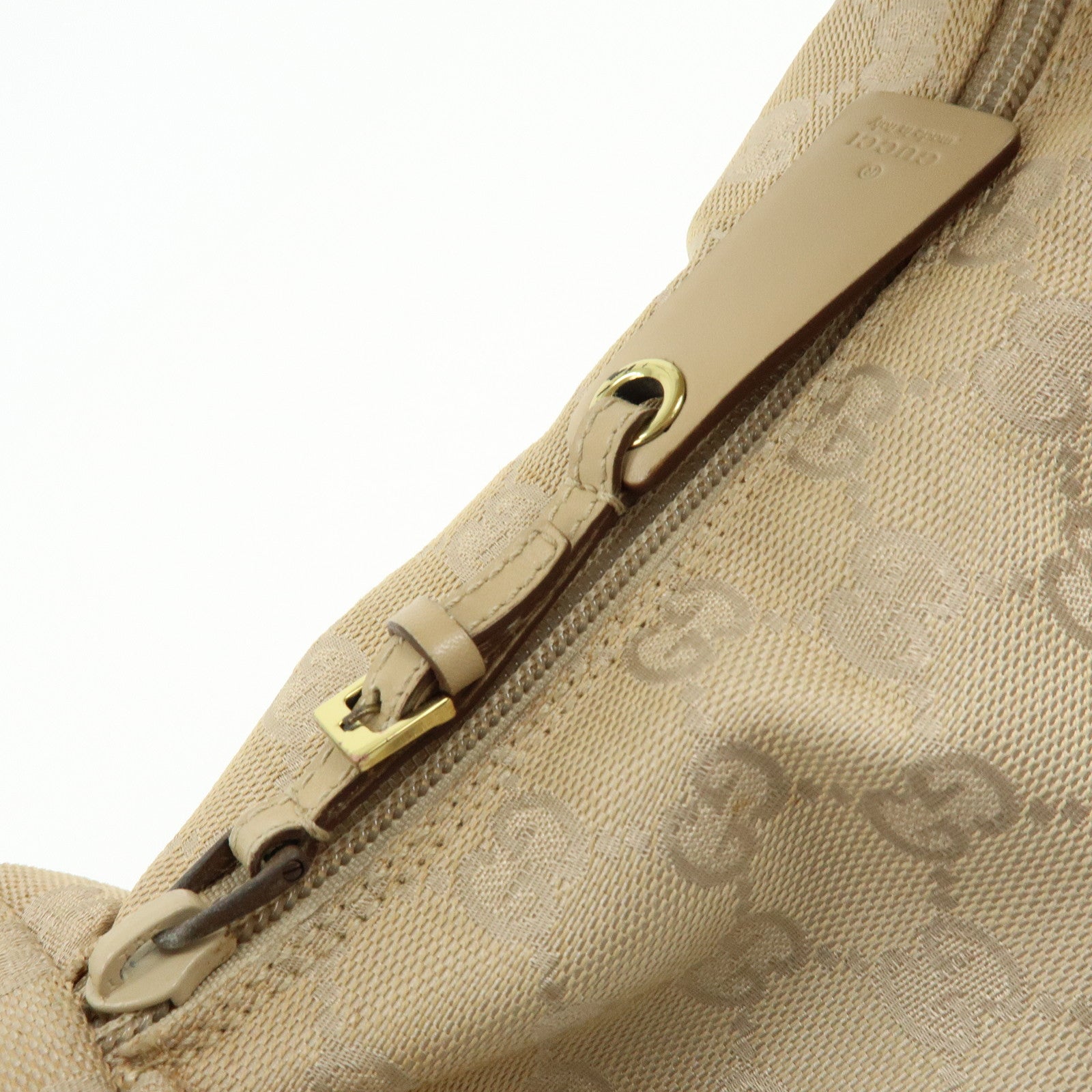 GUCCI GG Canvas Leather Shoulder Bag Hand Bag Beige 92699