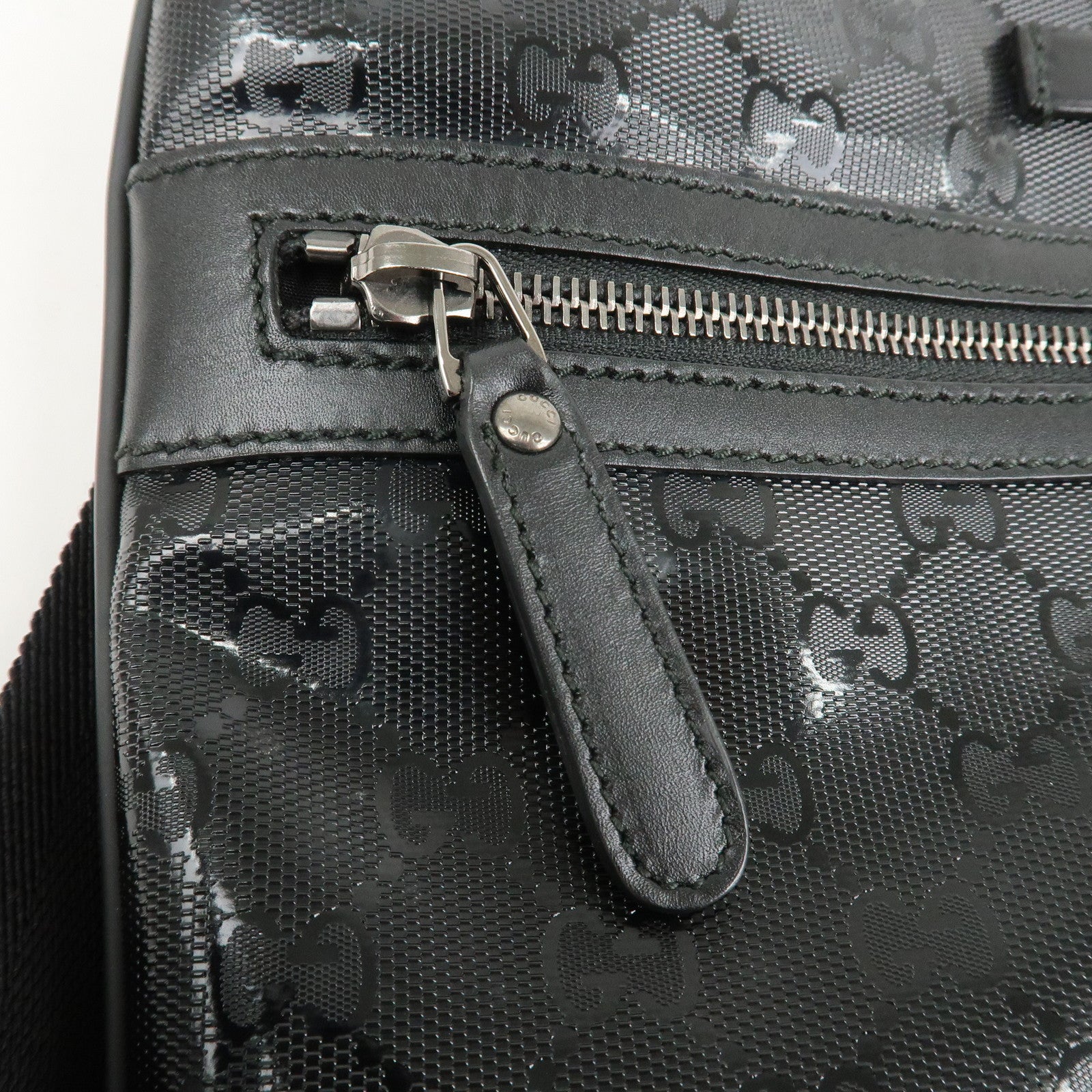 GUCCI GG Imprime Monogram PVC Shoulder Bag Cross Body Bag Black 295257