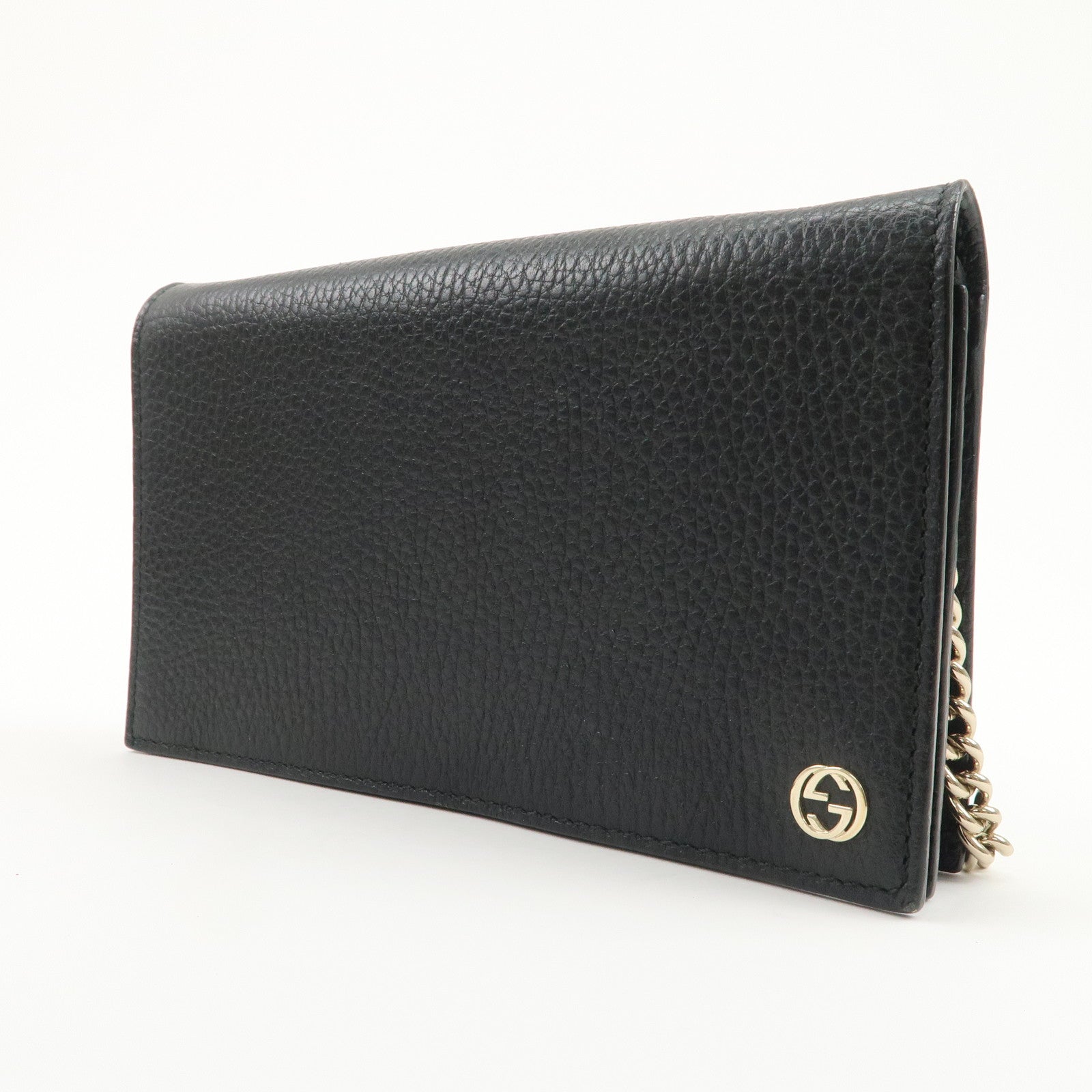 GUCCI Interlocking G Calf Leather Chain Wallet Shoulder Bag 466506