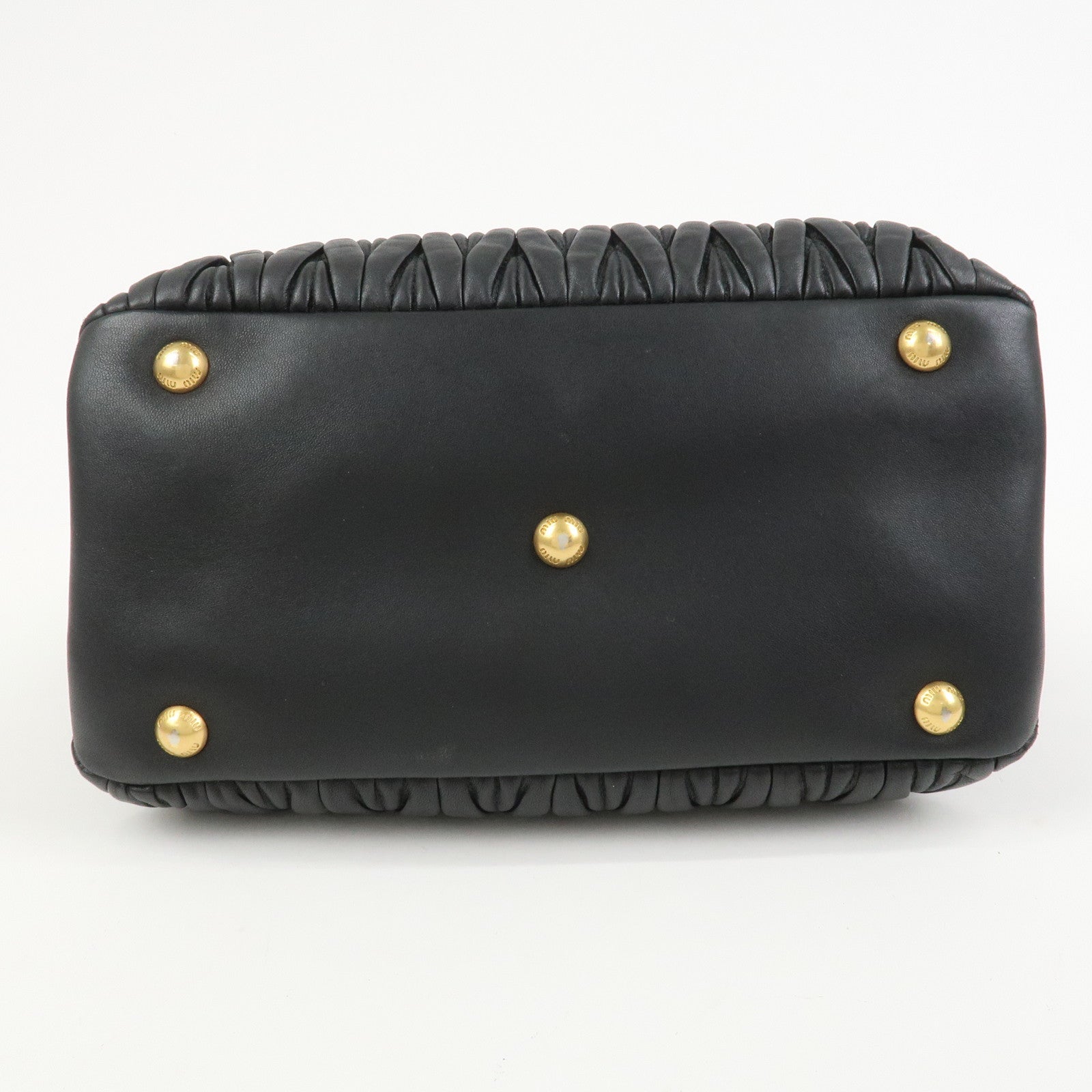 MIU MIU Matelasse Leather 2Way Bag Hand Bag Black RN1069