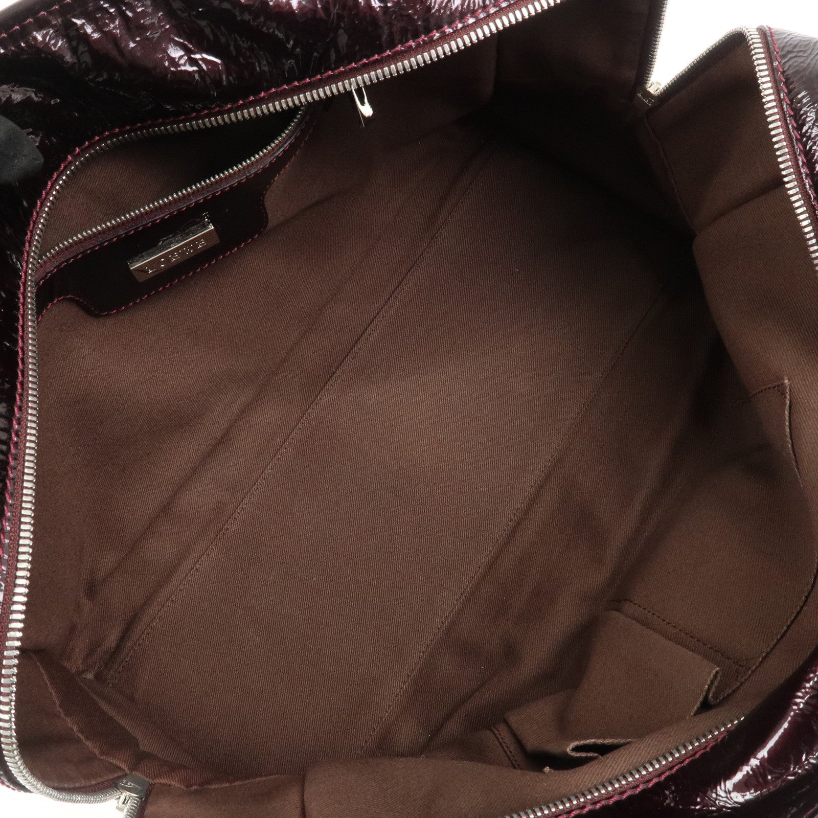 LOEWE Amazona Patent Leather Hand Bag Burgundy