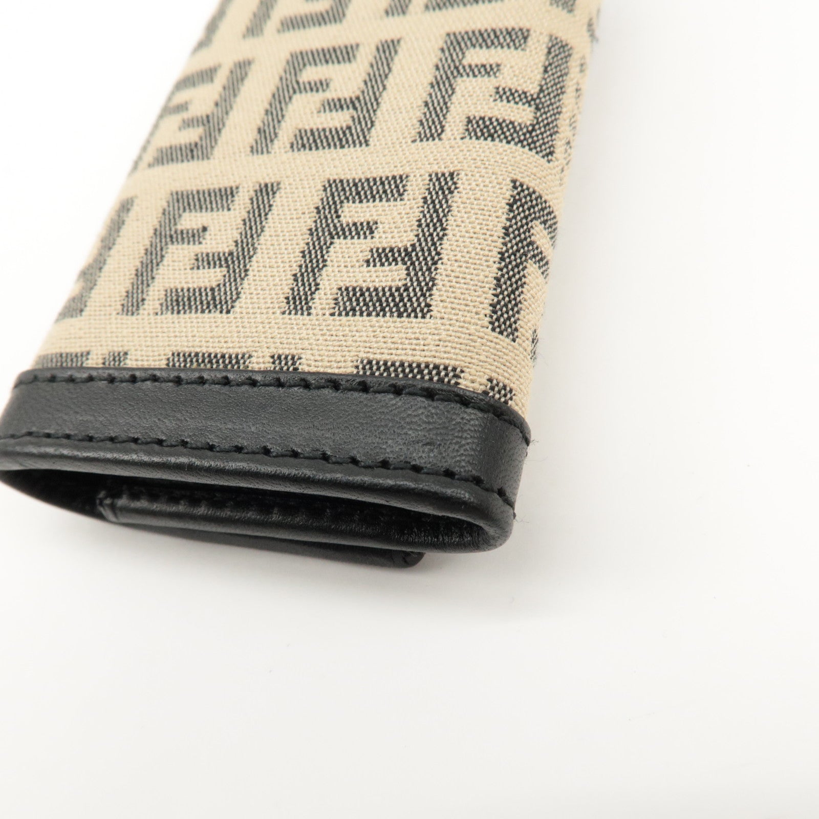 FENDI Zucchino Canvas Leather 6 Rings Key Case Beige Black 8AP002 Used