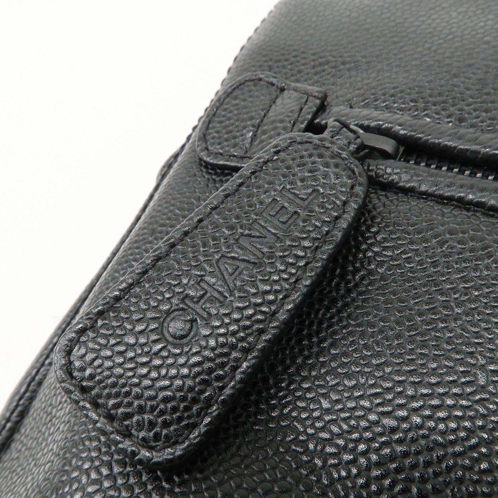 CHANEL COCO Mark Caviar Skin Tote Bag Hand Shoulder Bag Black Used