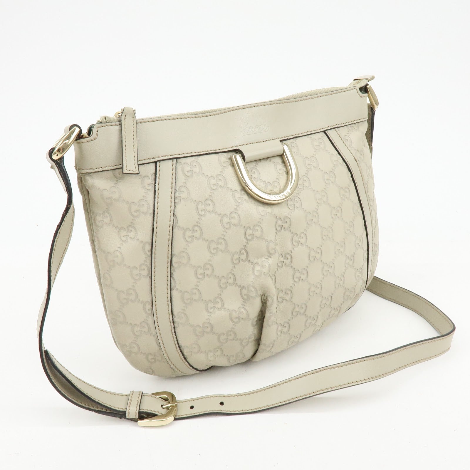 Gucci Abbey Guccissima Leather Shoulder Crossbody Bag Ivory 203257