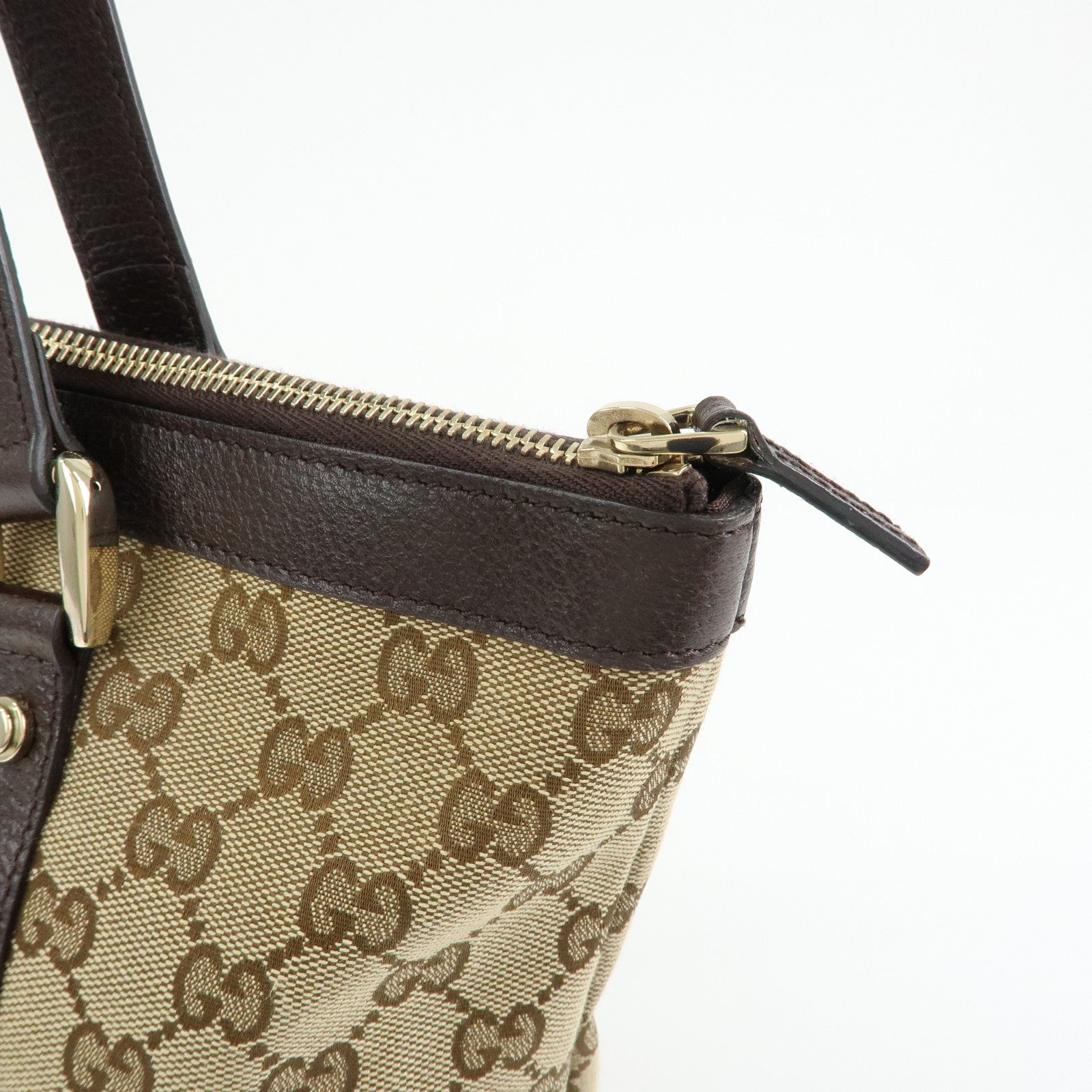 GUCCI Abbey GG Canvas Leather Tote Bag Hand Bag Beige Brown 141470