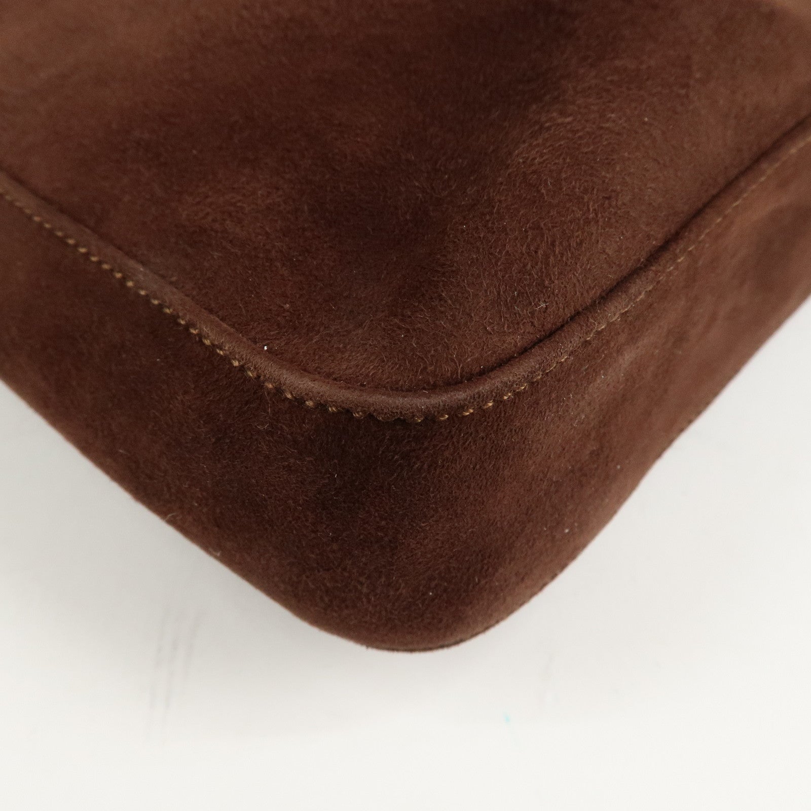 PRADA Suede Leather Chain Shoulder Bag Hand Bag Brown