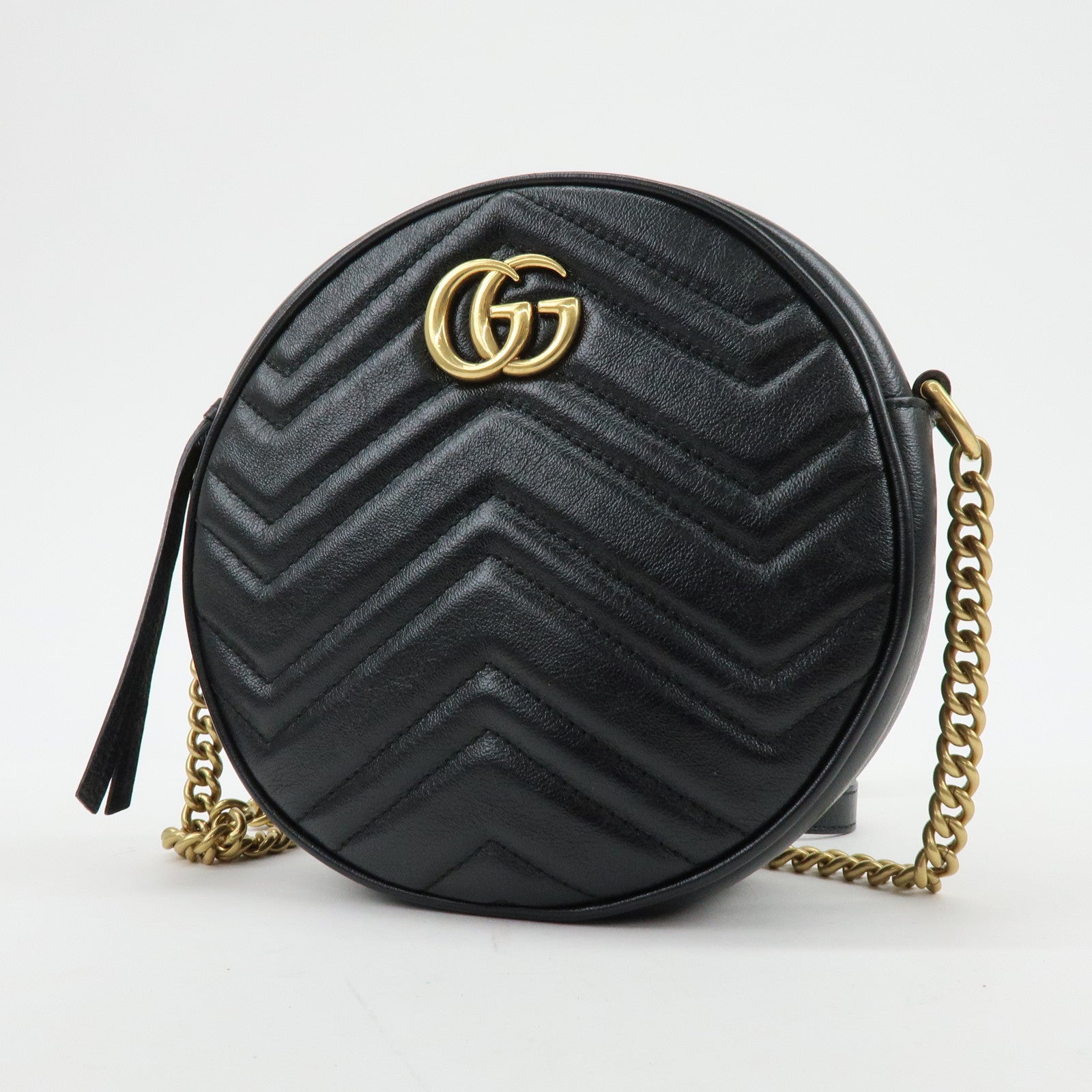 GUCCI GG Marmont Chevron Leather Chain Shoulder Bag Heart 550154