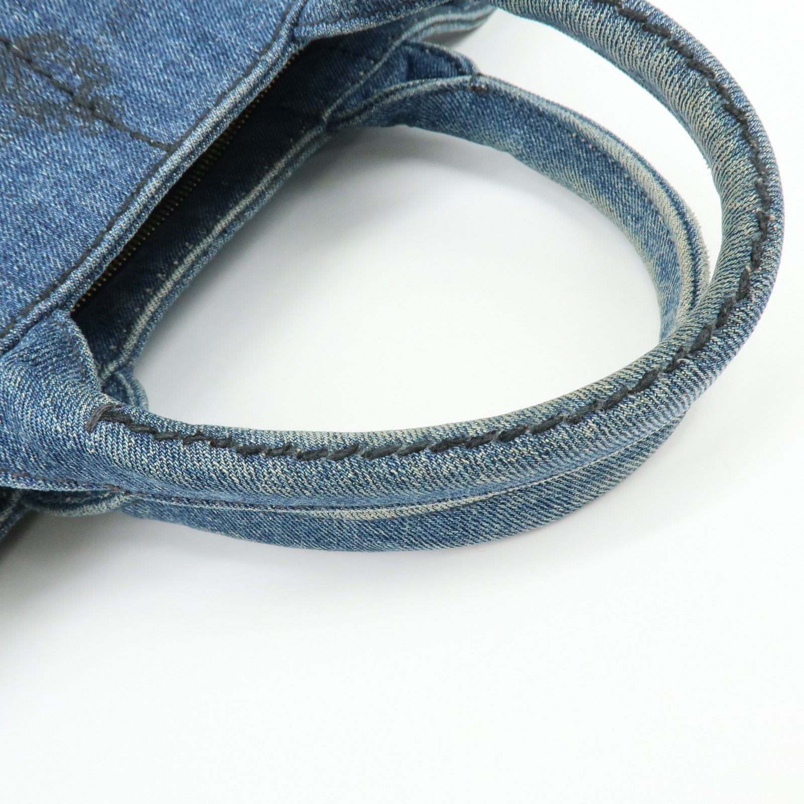 PRADA Triangle Logo Canapa Mini Canvas Denim 2Way Hand Bag 1BG439