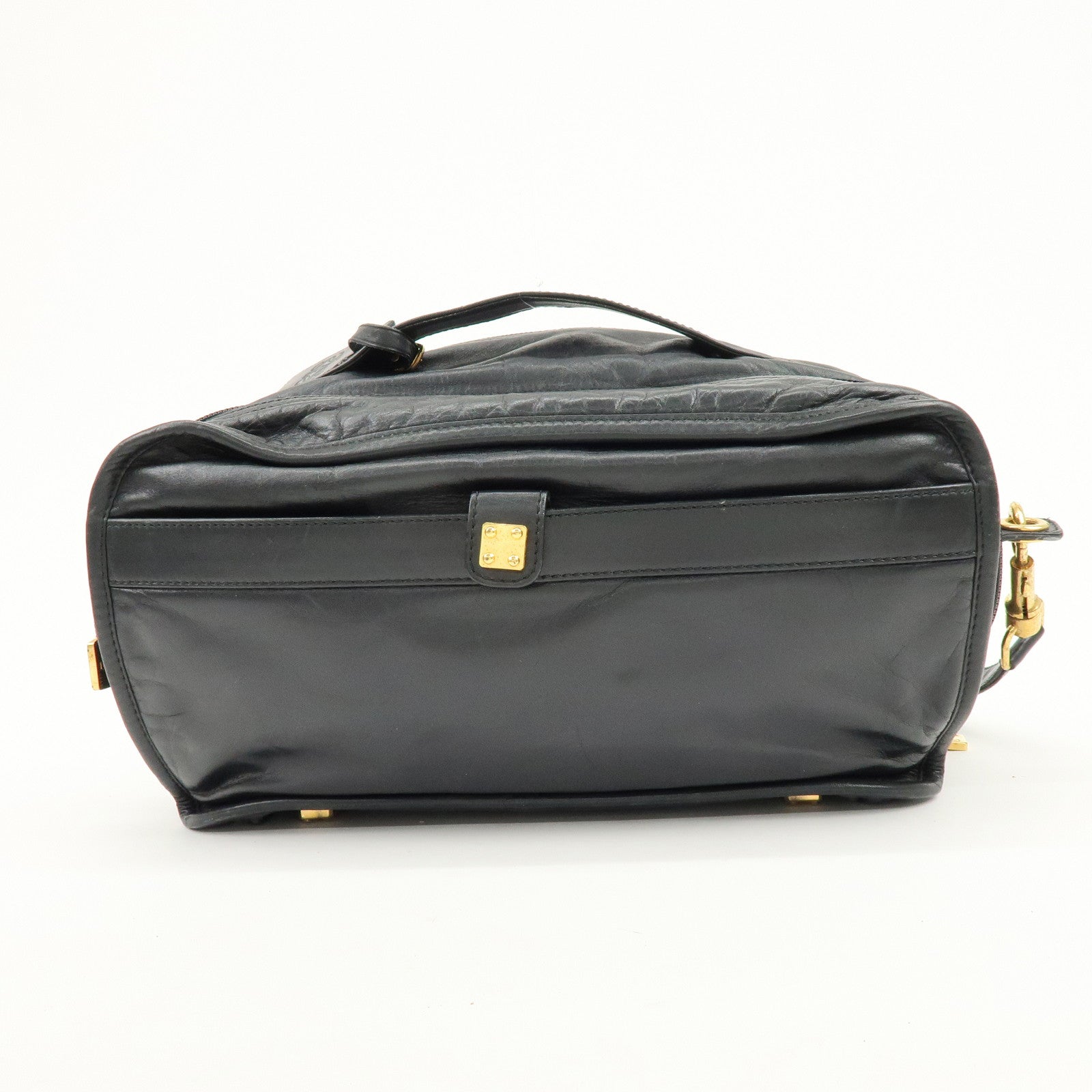 LOEWE Logo Anagram Calf Leather 2Way Hand Shoulder Bag Black