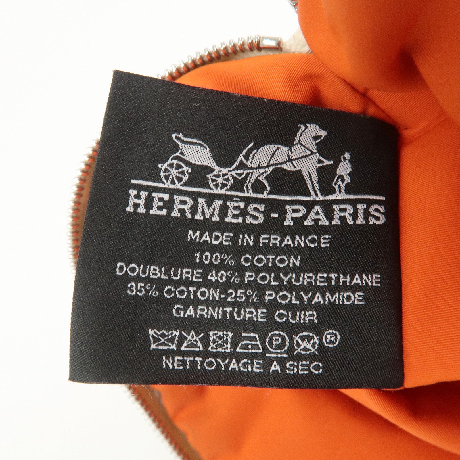 HERMES Bolide Mini Cotton Leather Pouch Natural