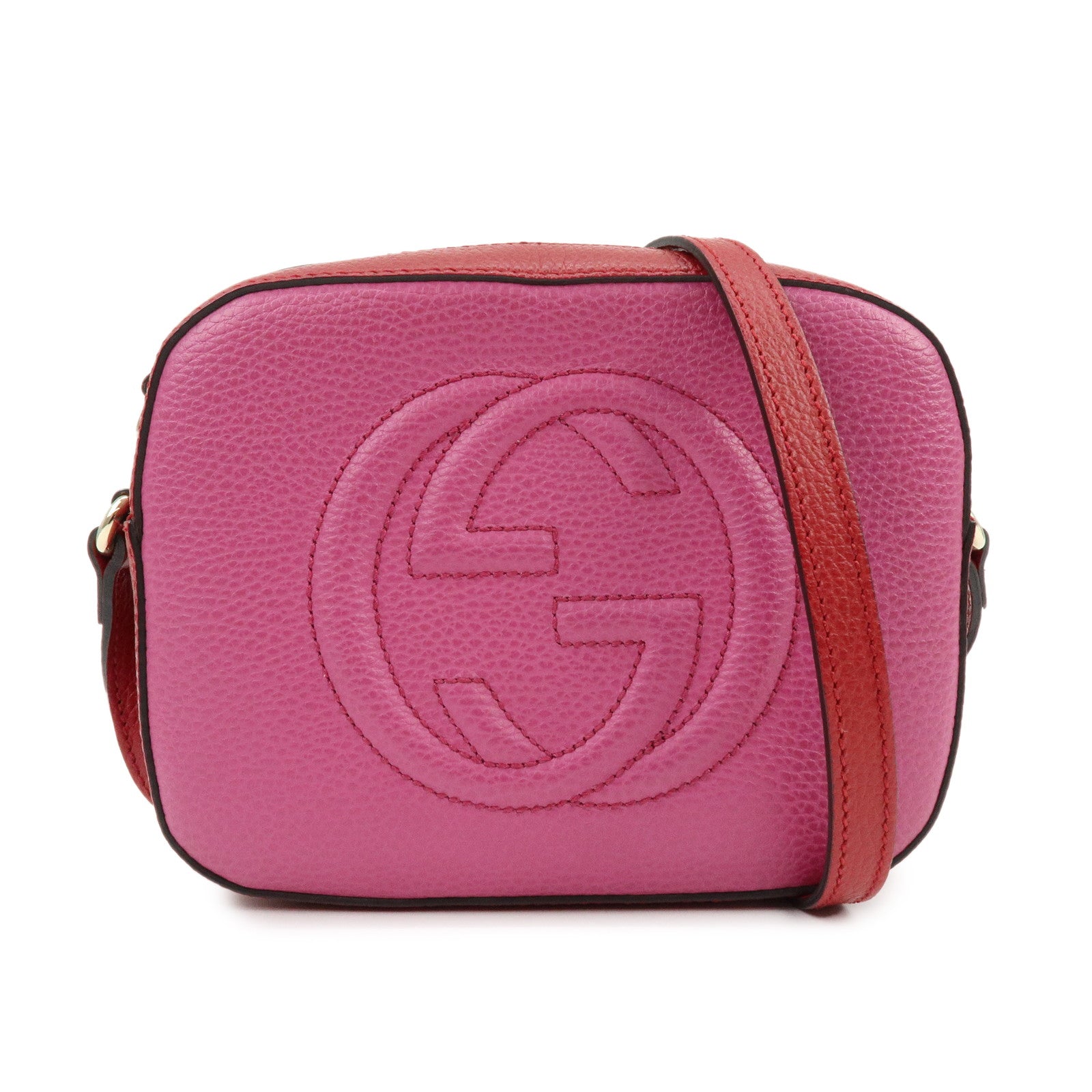GUCCI SOHO Leather Shoulder Crossbody Bag Pink Red 431567