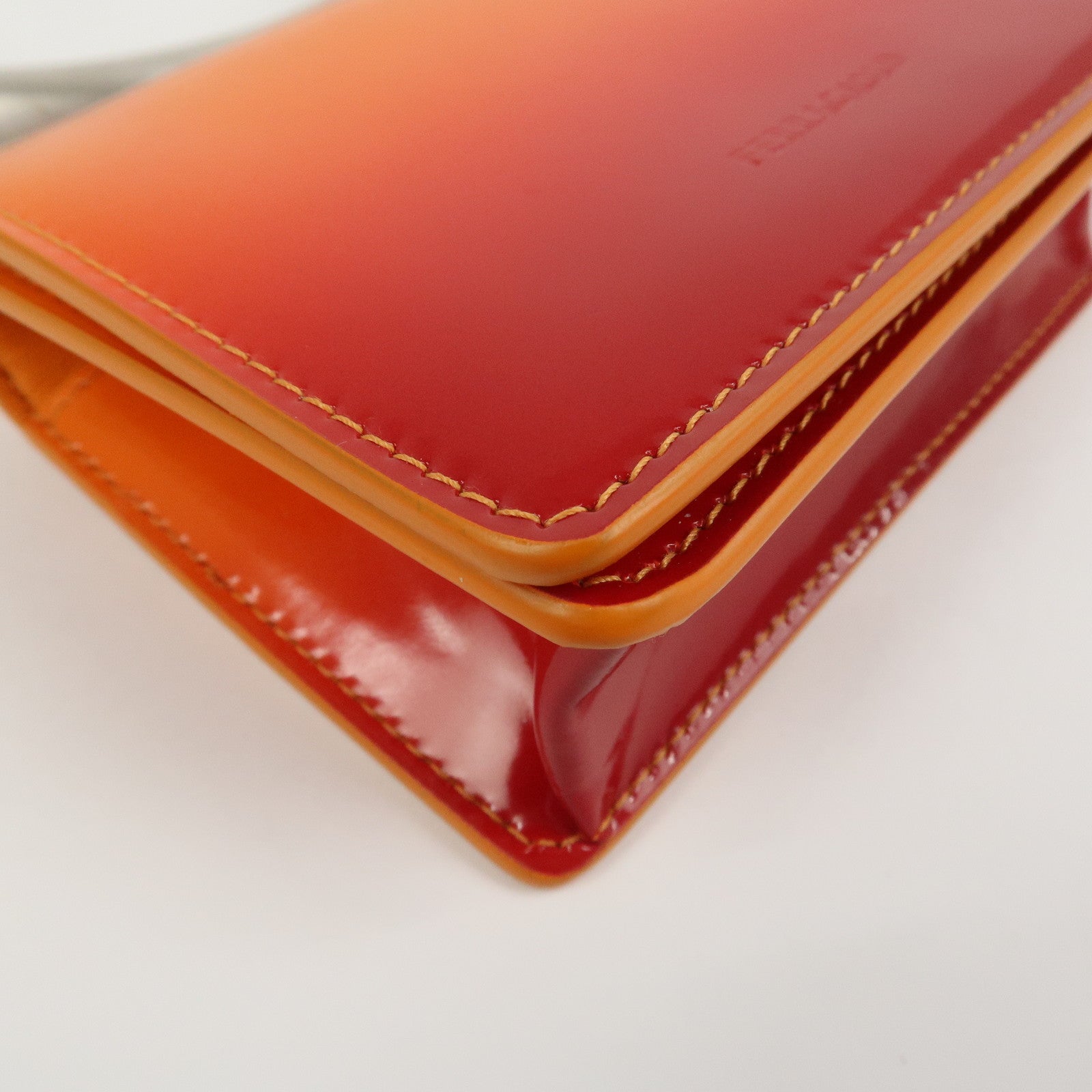 Ferragamo Patent Leather Hand Bag Orange