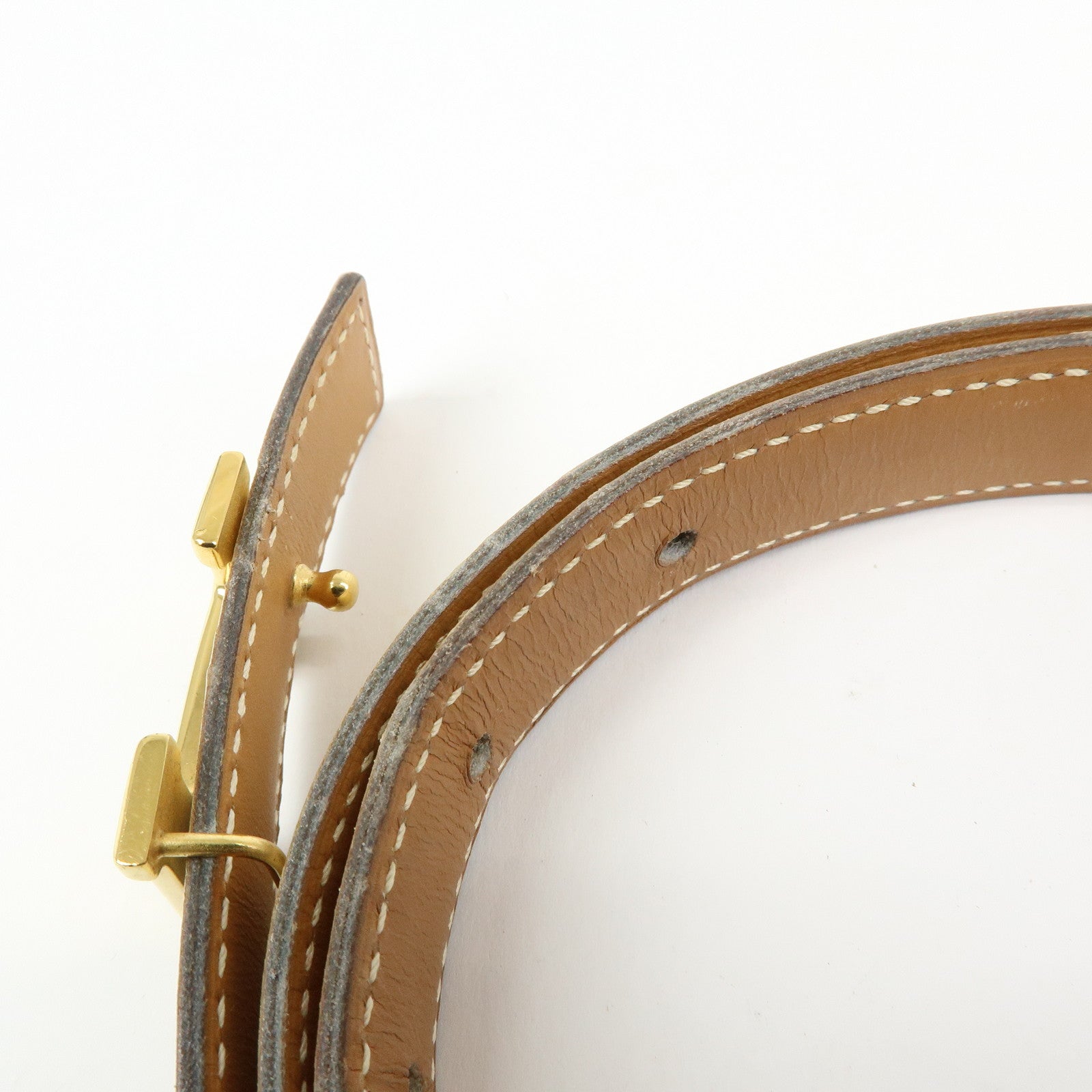 HERMES H Buckle Reversible Constance Belt Ivory Light Brown