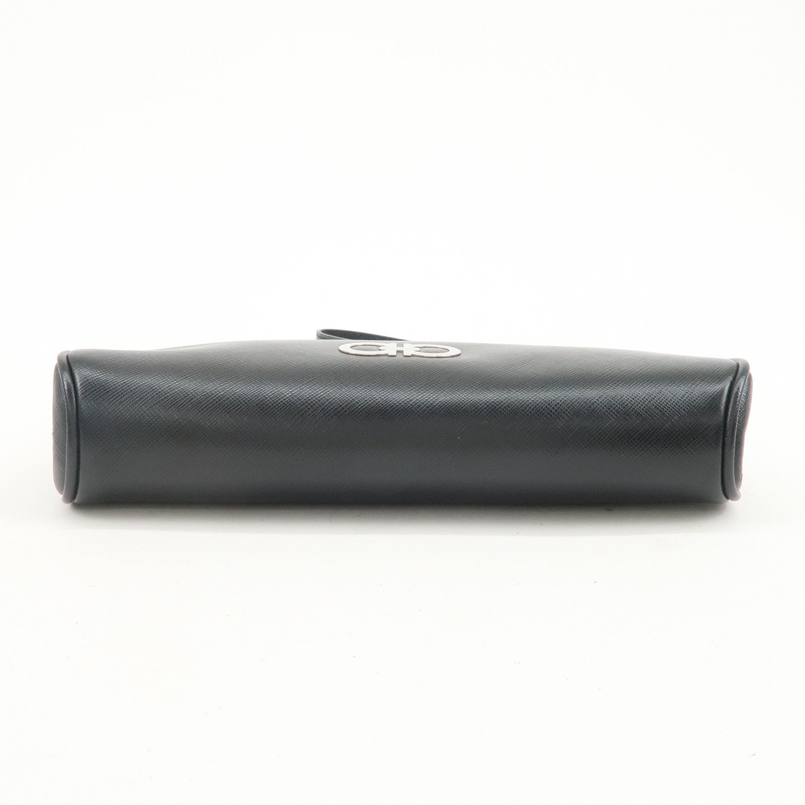 Ferragamo Gancini Leather Shoulder Bag Hand Bag Black