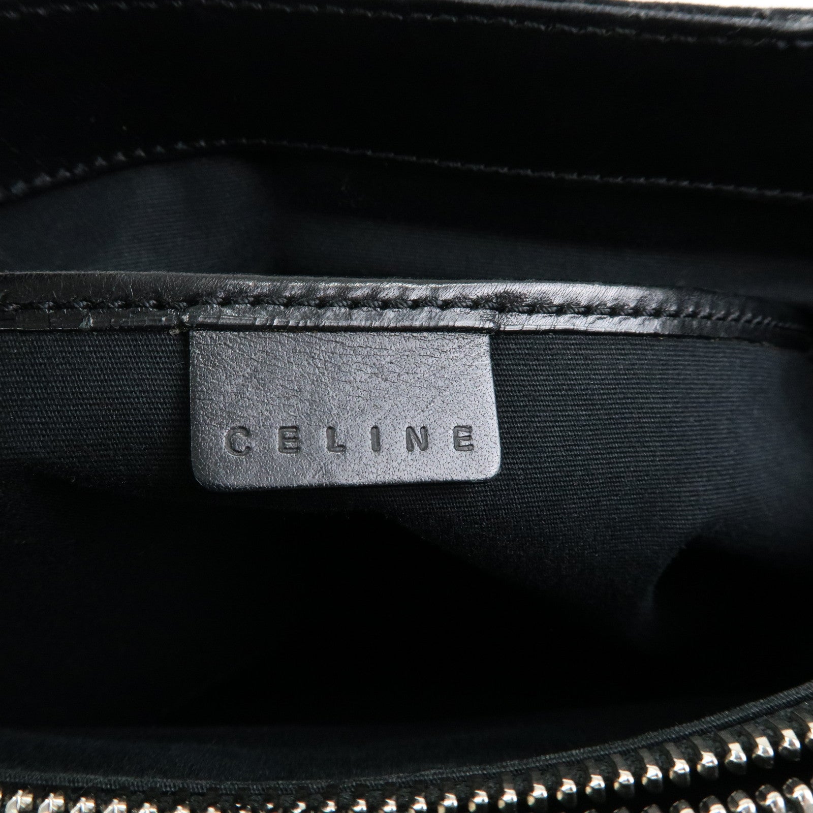 CELINE C Macadam Suede Leather Tote Bag Hand Bag Black