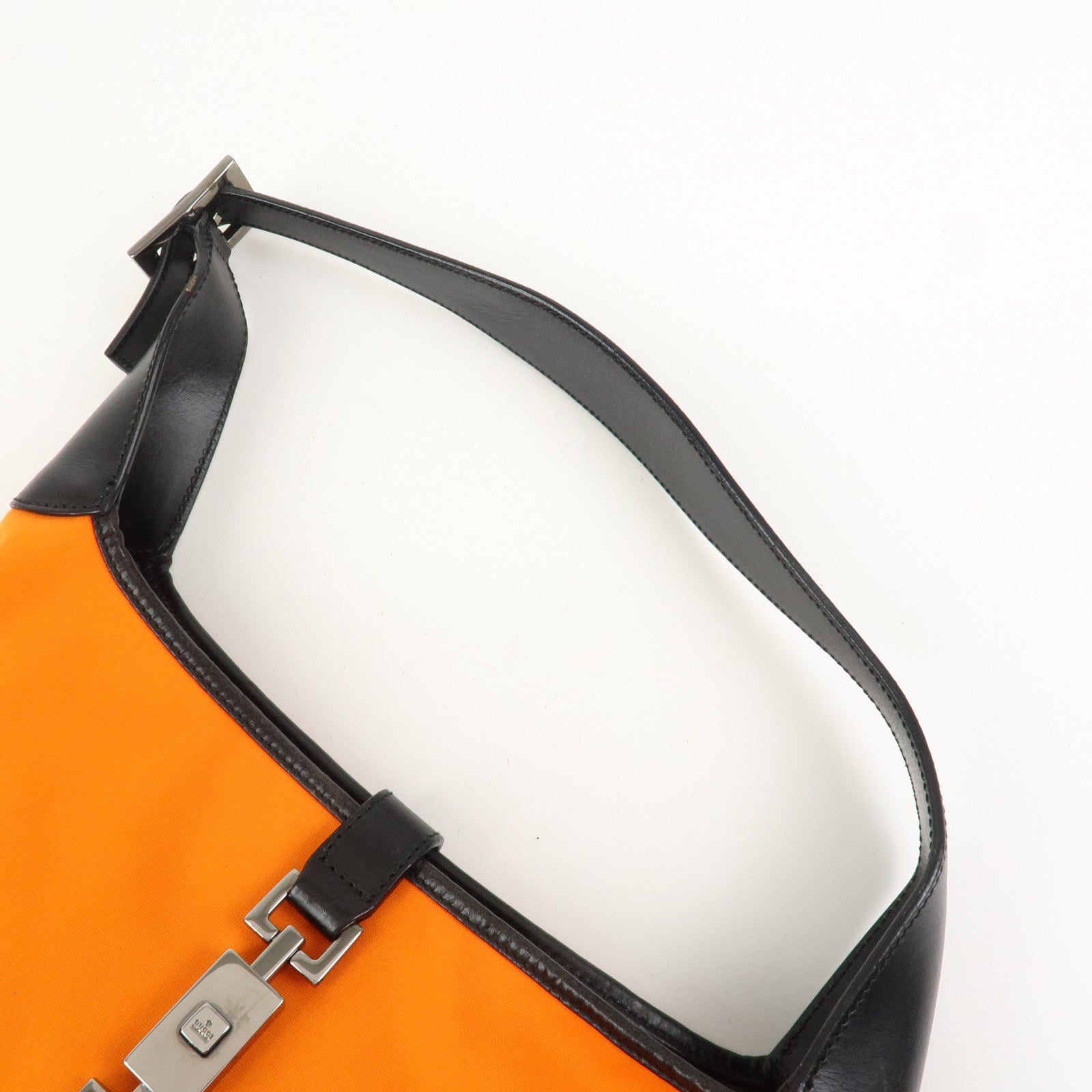 GUCCI Jackie Canvas Leather Shoulder Bag Hand Bag Black 001・3306