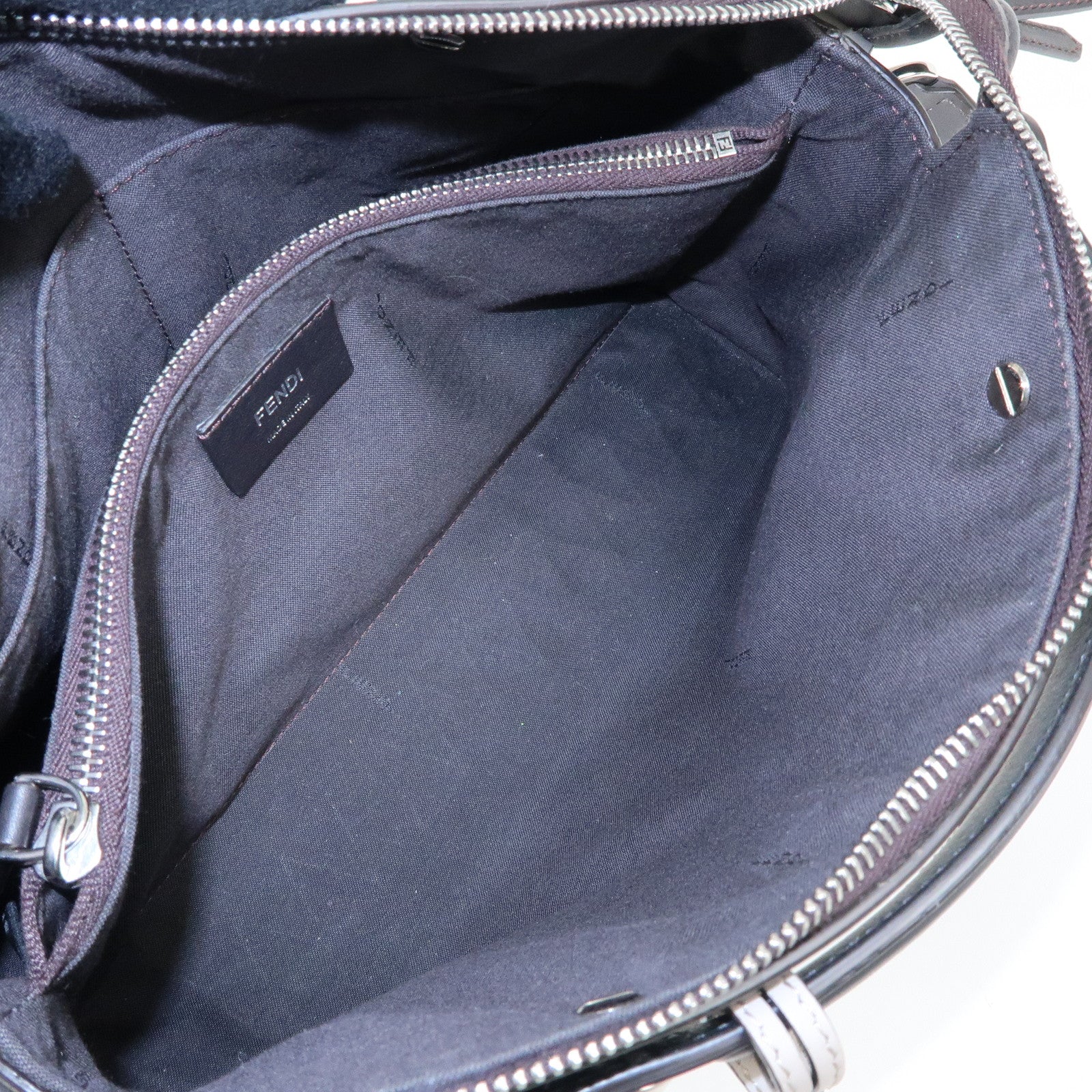 FENDI By The Way Medium Leather 2Way Bag Hand Bag Gray 8BL146