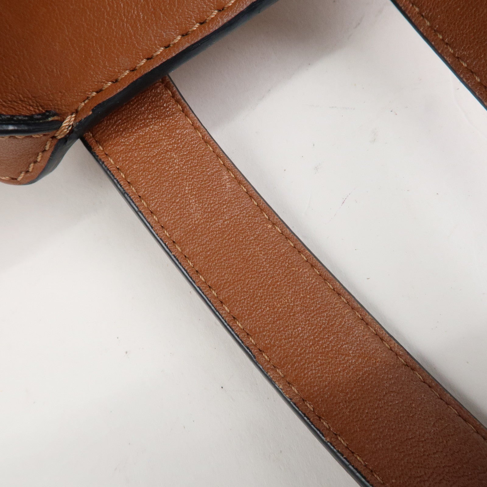 LOEWE Anagram Leather Hammock Small Shoulder Bag Tan Brown Used