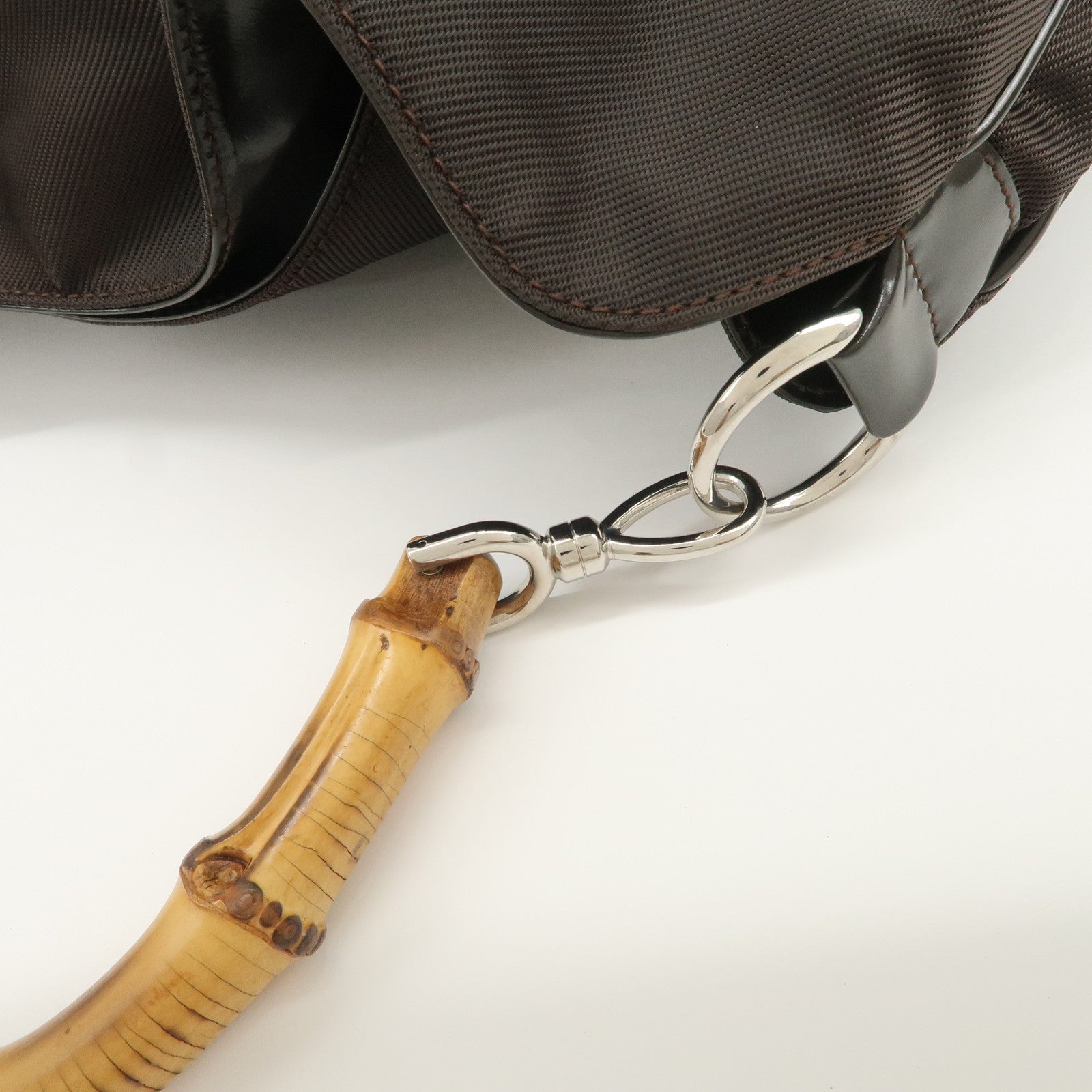 GUCCI Bamboo Nylon Leather 2Way Bag Hand Bag Shoulder Bag 001・2404