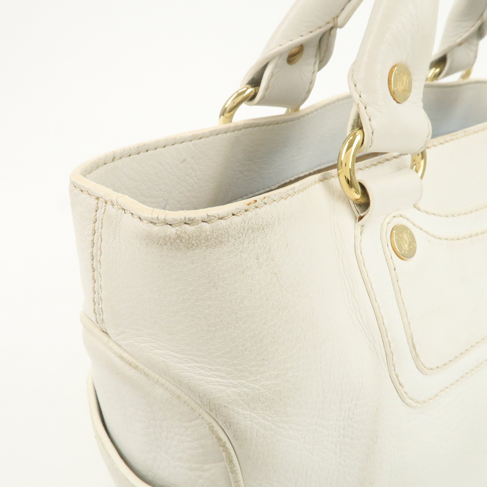 CELINE Leather Boogie Bag Hand Bag Tote Bag Ivory