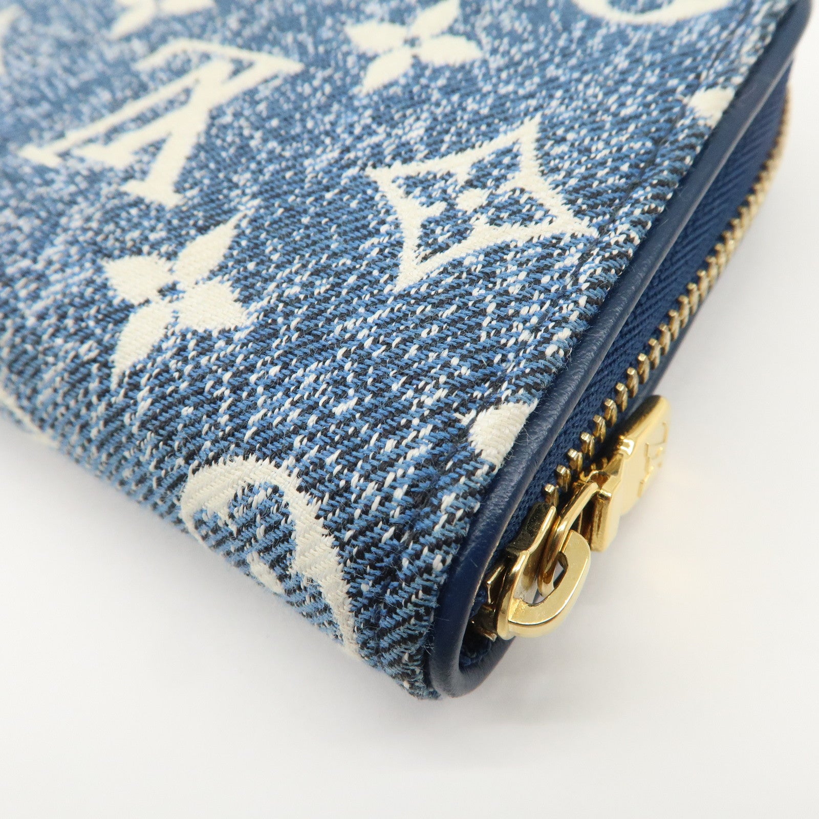 Louis Vuitton Monogram Denim Coin Case Compact Wallet Blue M81185