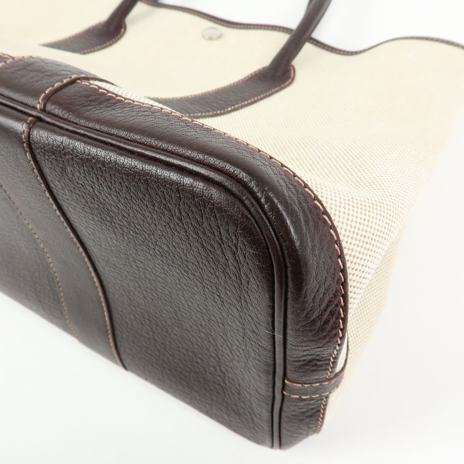 HERMES Toile Ash Canvas Negonda Garden Party PM Tote Bag □H Stamped