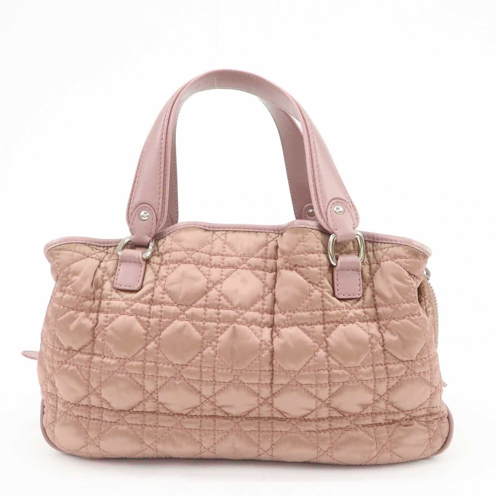 Christian Dior Canage Nylon Leather Hand Bag Pink