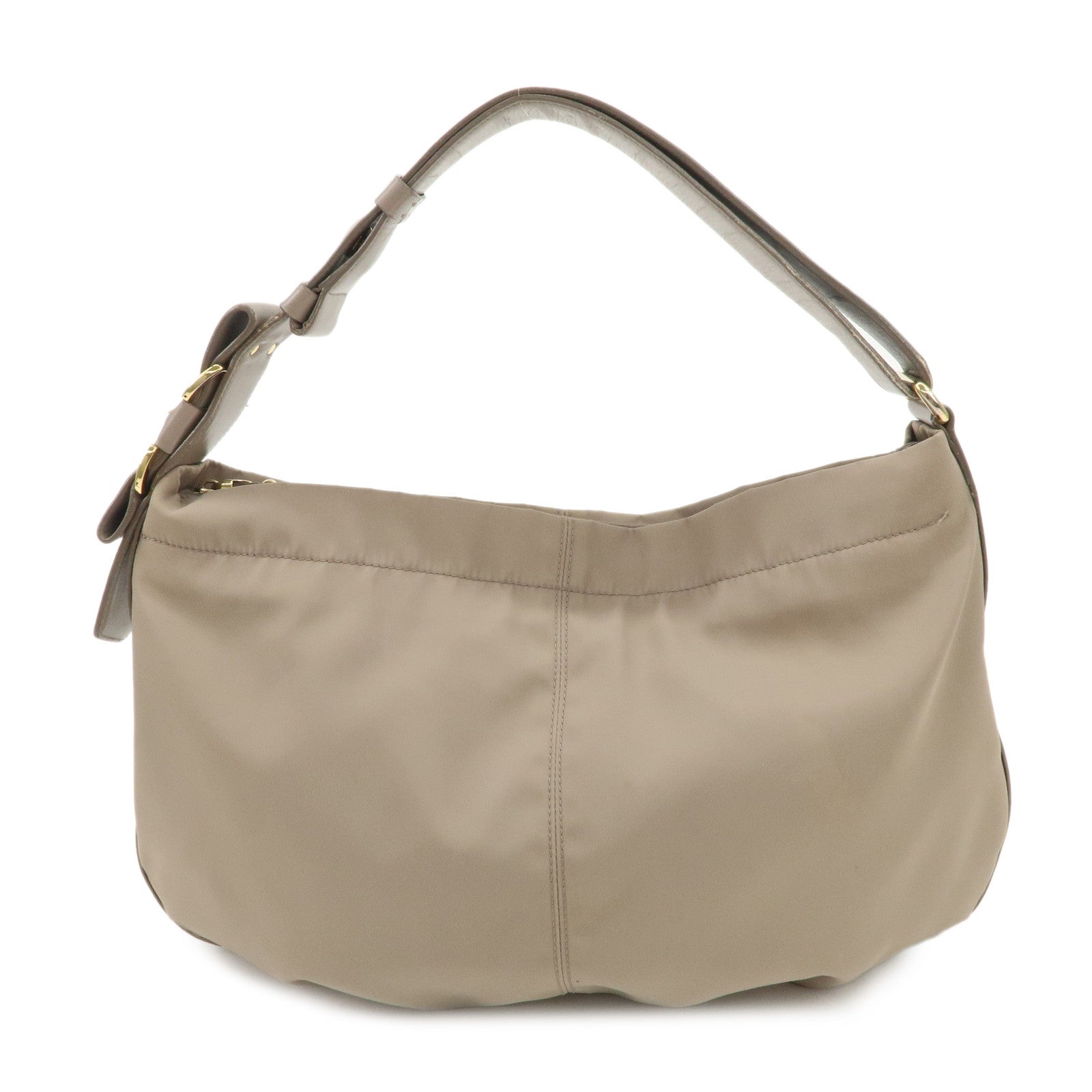 Ferragamo Vara Ribbon Nylon Leather Shoulder Bag Hand Bag Gray