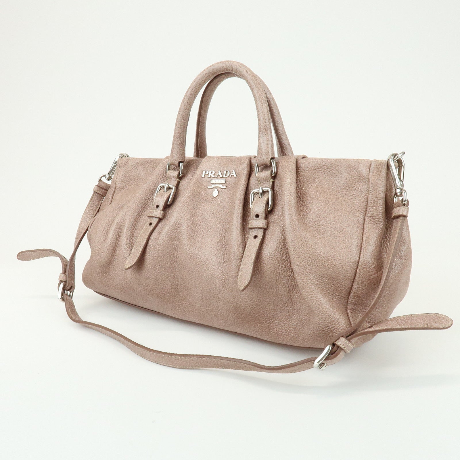 PRADA 2Way Bag Hand Bag Shoulder Bag Pink Beige BN1602