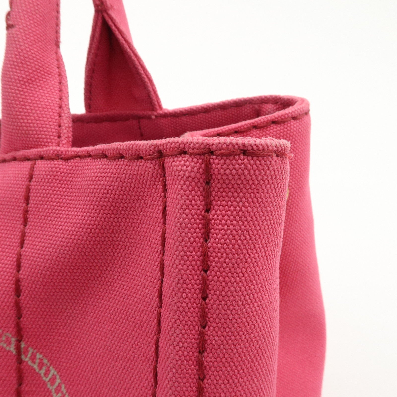 PRADA Logo Canapa Mini Canvas 2Way Tote Bag Pink 1BG439 Used