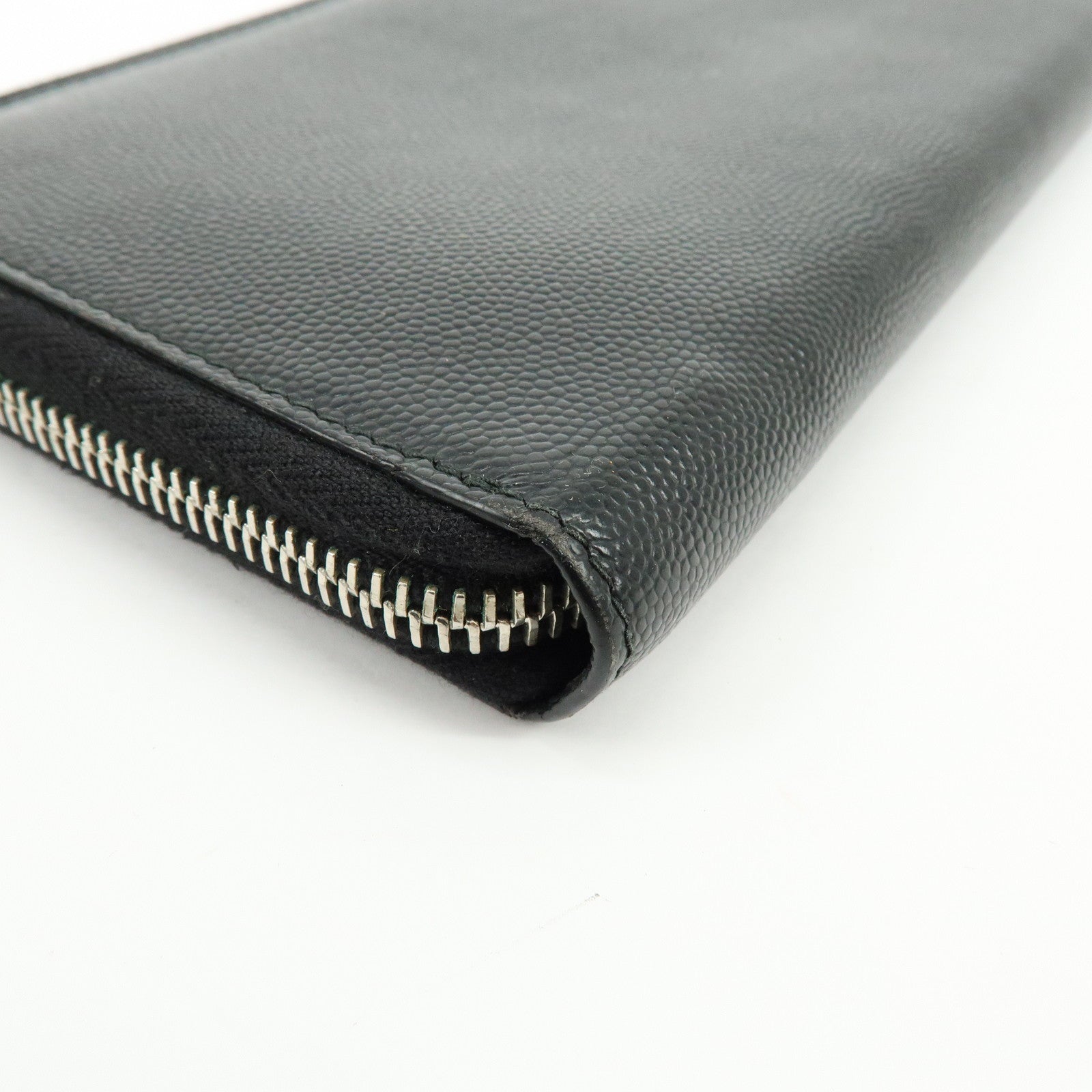 SAINT LAURENT PARIS Leather Round Zippy Long Wallet Black