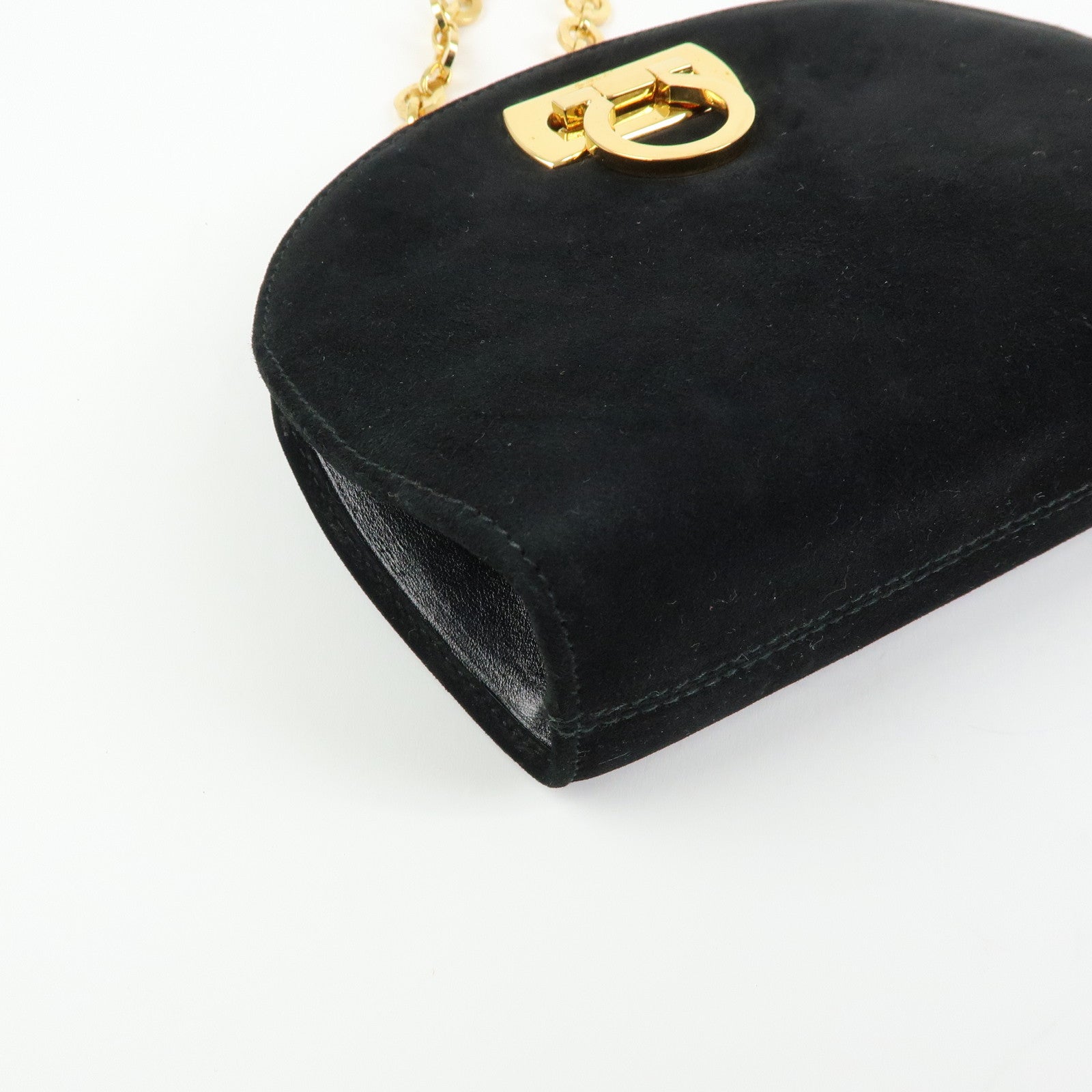 Ferragamo Gancini Suede Leather Chain Shoulder Crossbody Bag Black