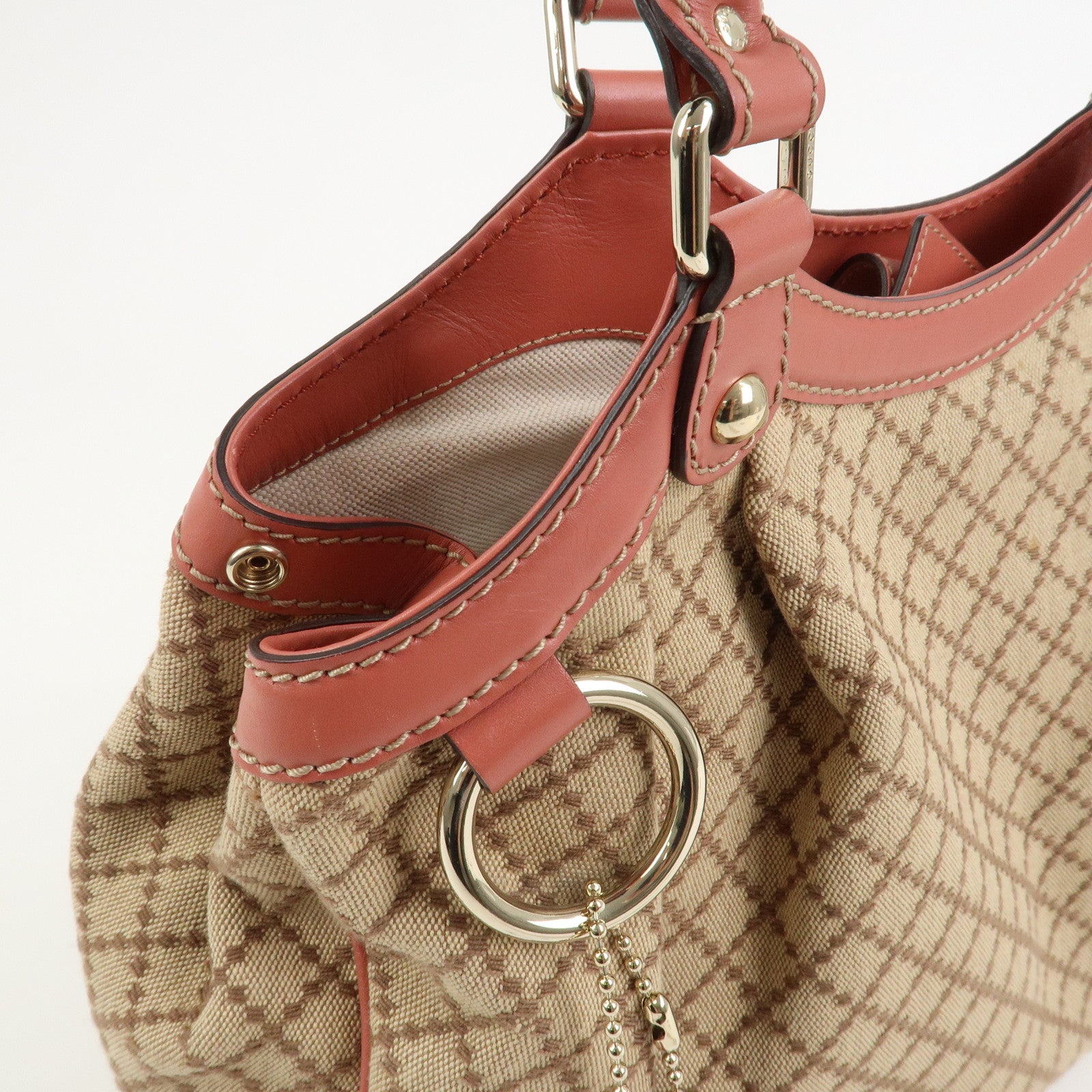 GUCCI Diamante Sukey Interlocking G Tote Bag Hand Bag Brown 211944