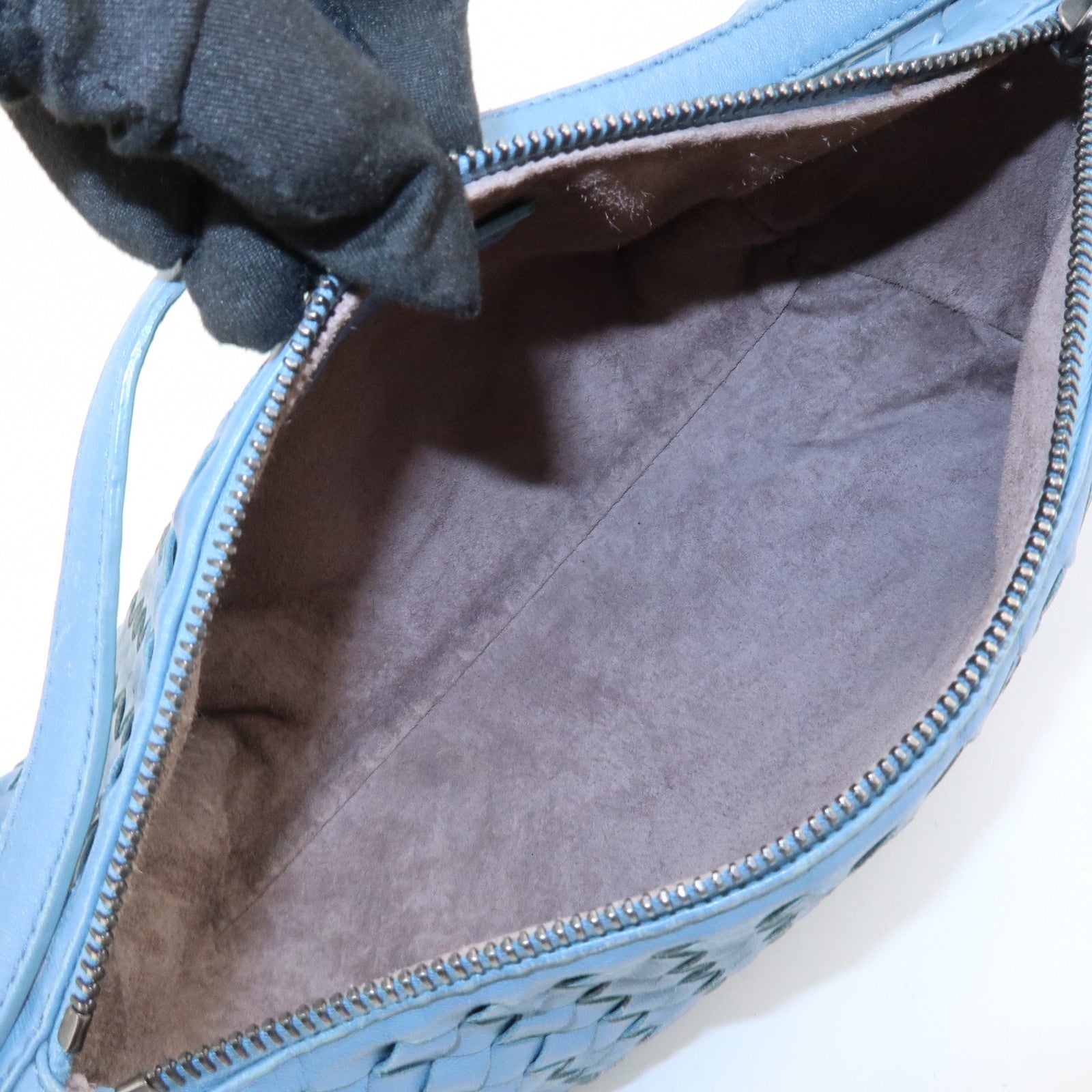 BOTTEGA VENETA Intrecciato Leather Shoulder Bag Light Blue Used