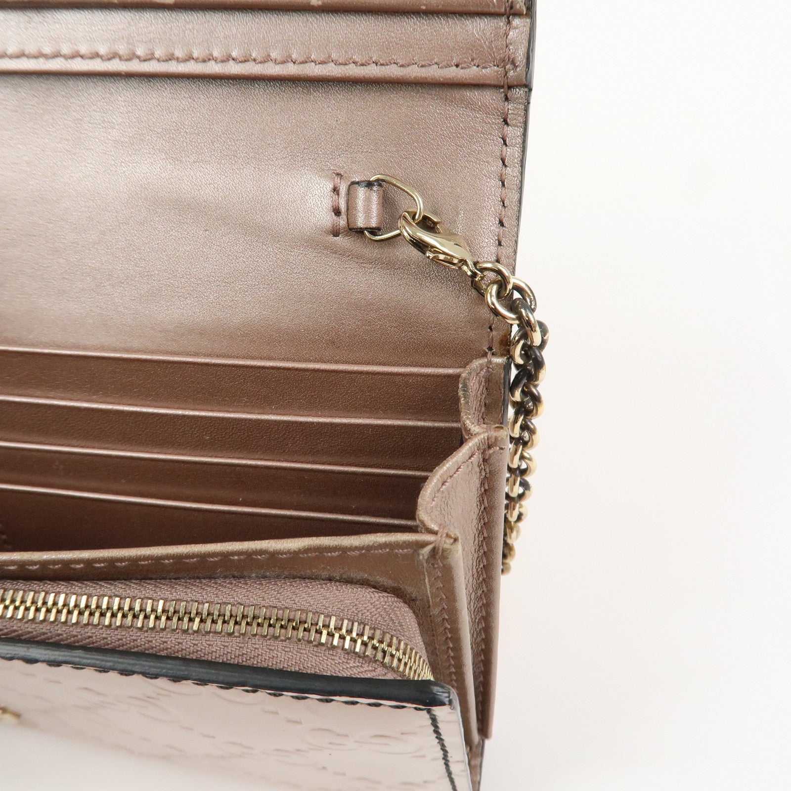 GUCCI Horsebit Guccissima Leather Chain Wallet Tassel Pink 295360