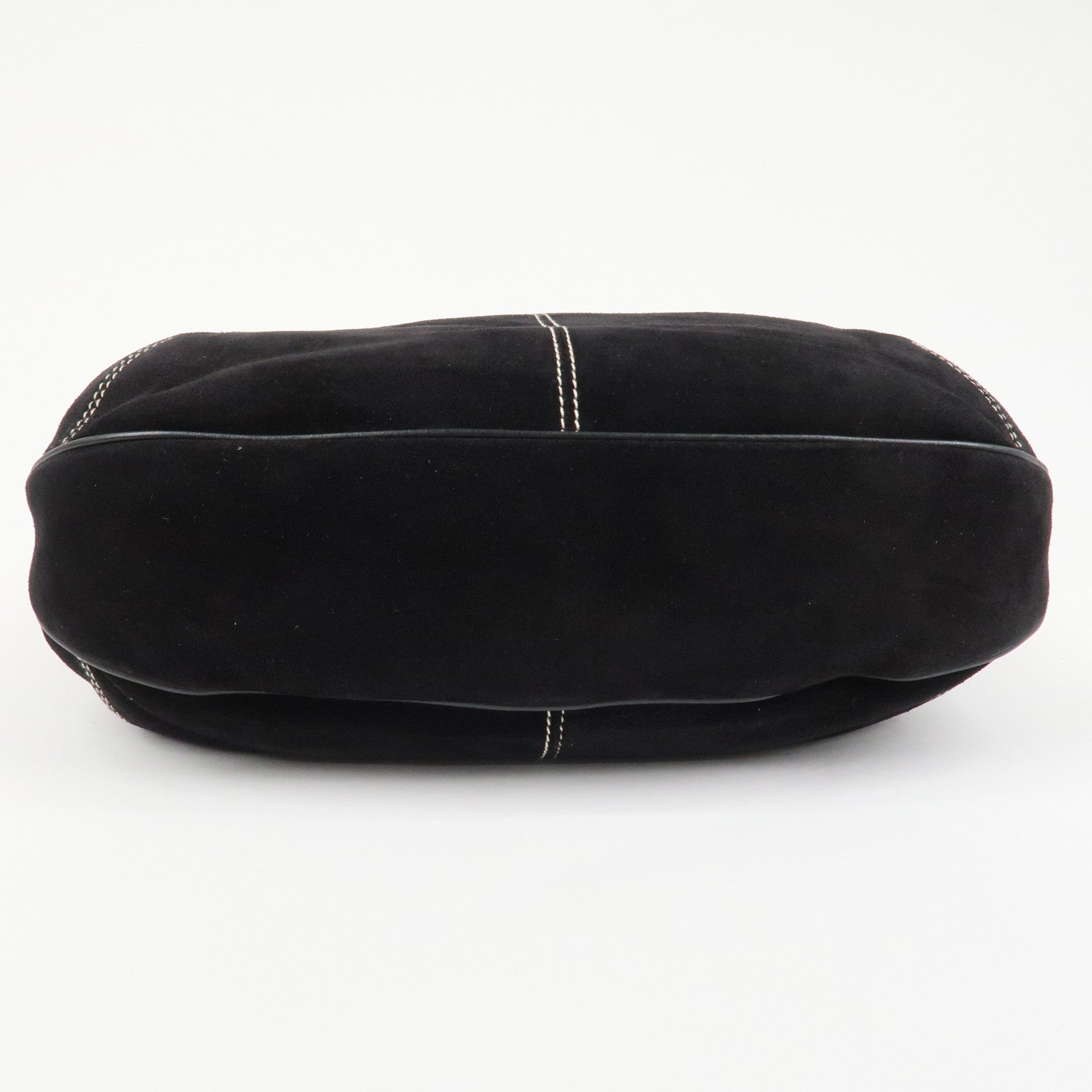 Ferragamo Suede Shoulder Bag Hand Bag Black White
