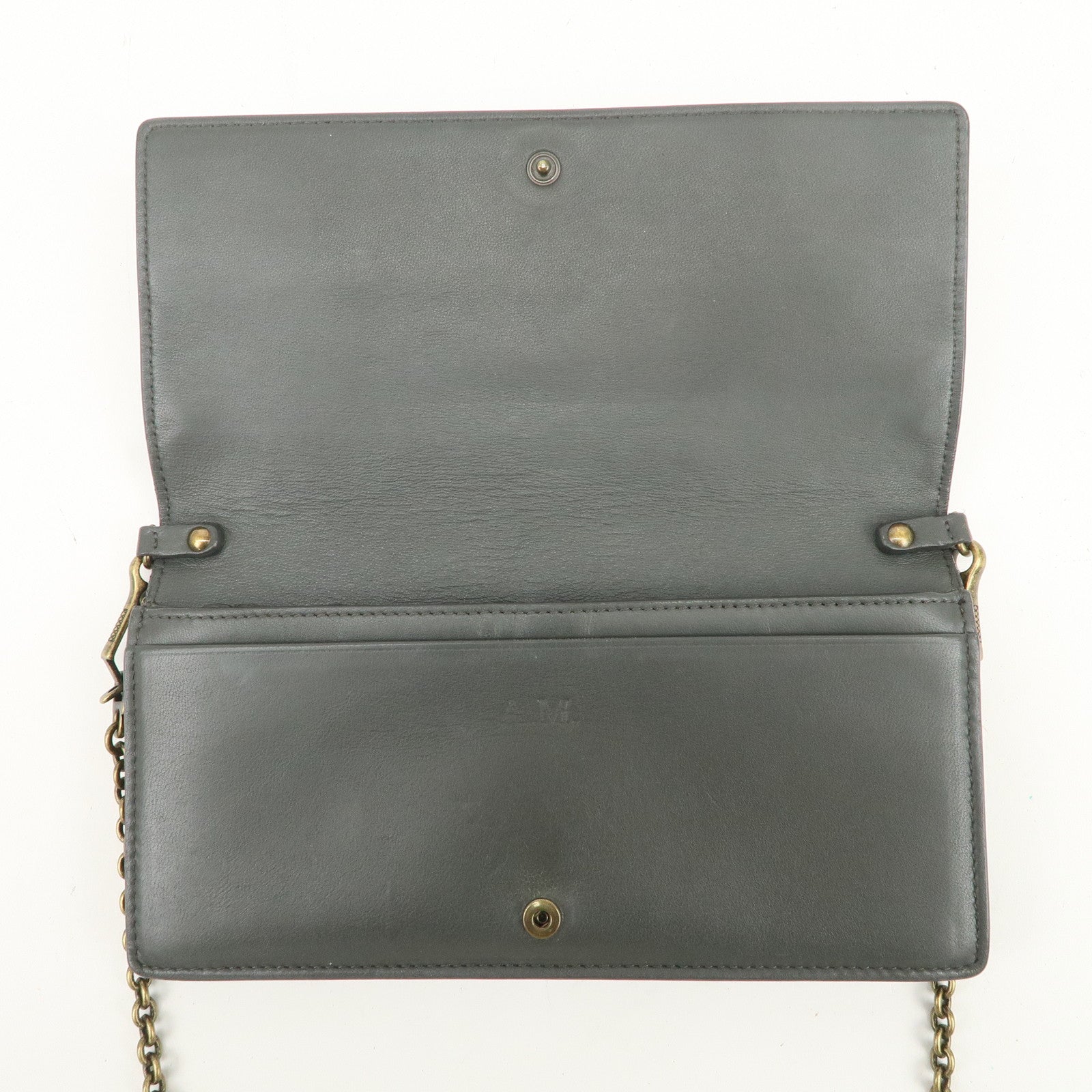 BOTTEGA VENETA Intrecciato Leather Chain Long Wallet Gray