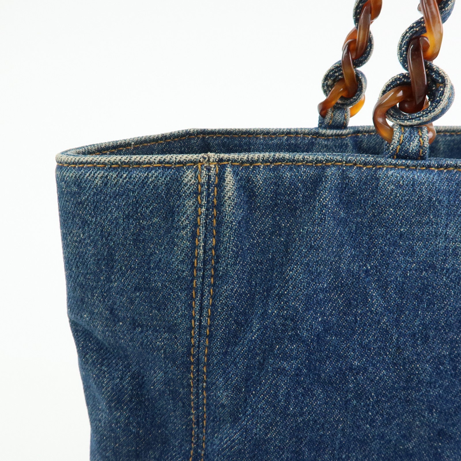 CHANEL COCO Mark Denim Tote Bag Shoulder Bag Blue