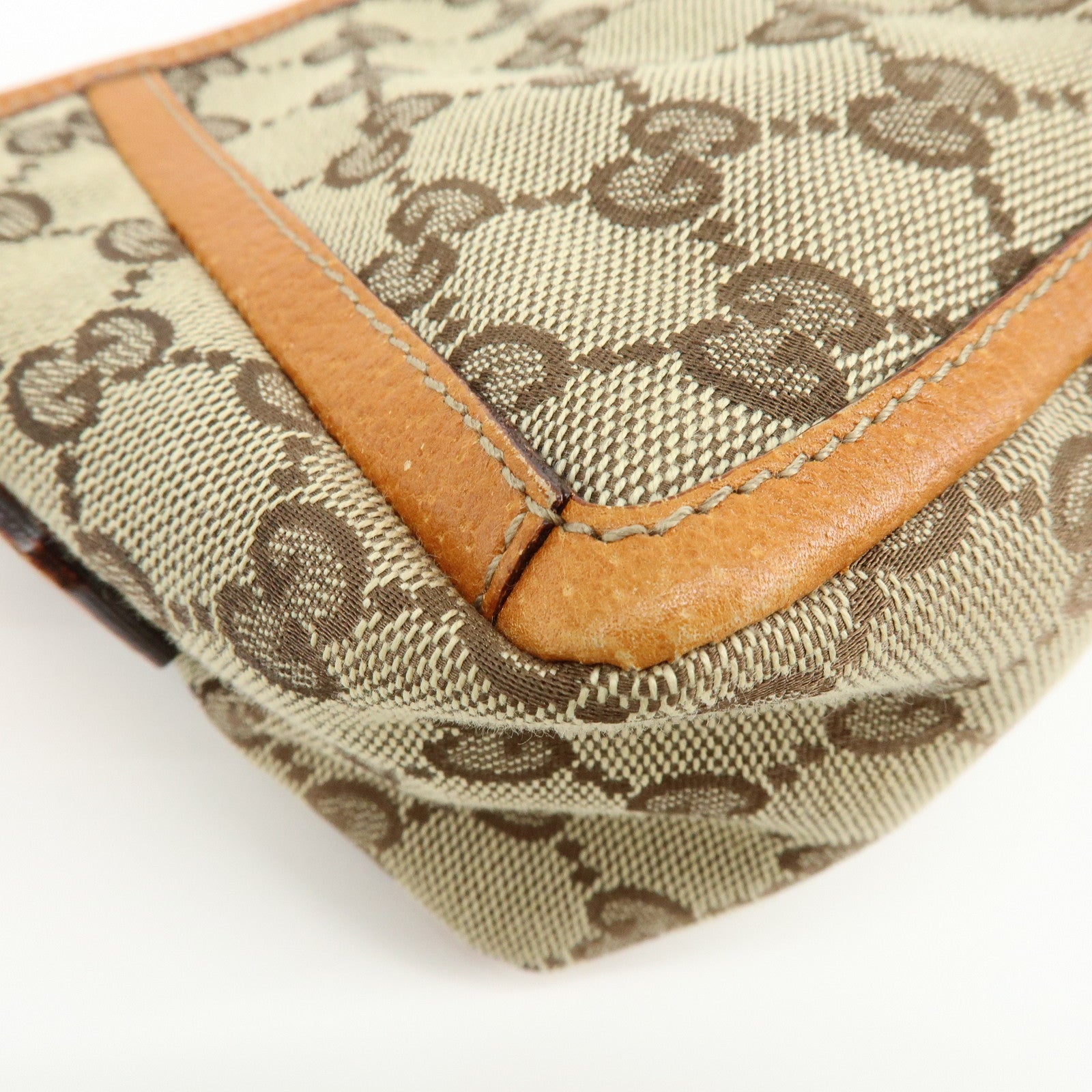 GUCCI Abbey GG Canvas Leather Shoulder Hand Bag Beige Orange 130939