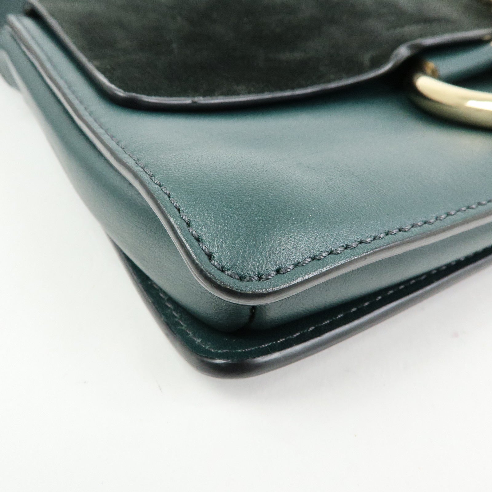 Chloe Faye Suede Leather Shoulder Bag Crossbody Bag Dark Green